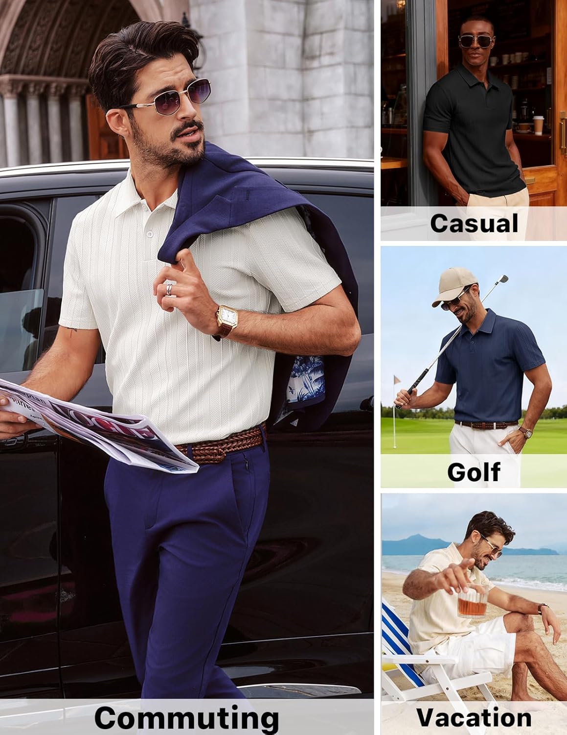 Thumbnail 4 de PJ PAUL JONES Poloshirt Herren Kurzarm Sommer – Strick Polohemd, atmungsaktiv