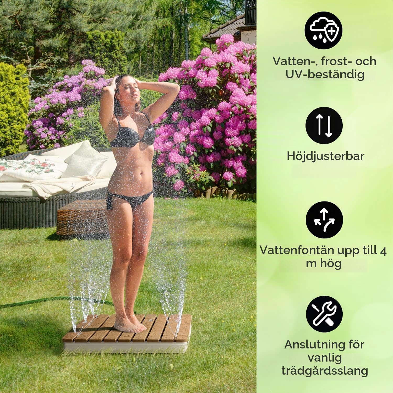 Detalle de Blumfeldt Sumatra Breeze SQ trädgårdsdusch med fotpedal och justerbar stråle