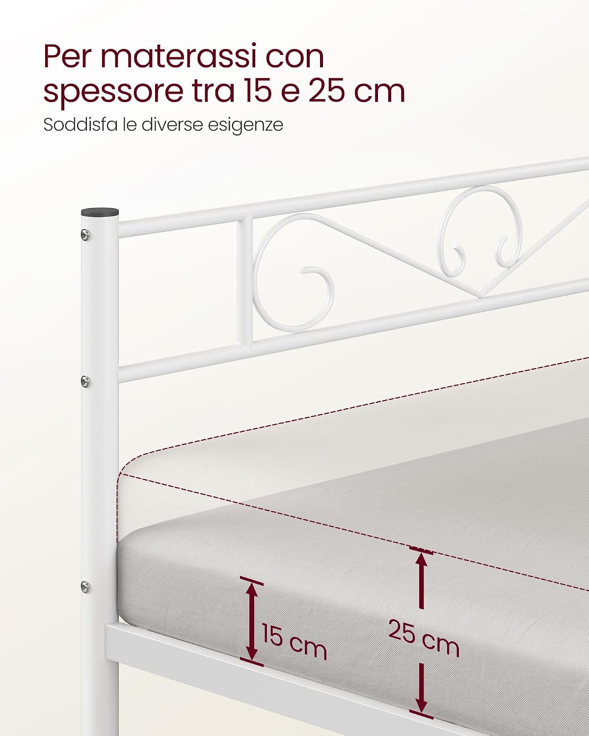 Thumbnail 6 de VASAGLE Struttura Letto Singolo RMB061W01: lettino in metallo 90x190 cm per spazi piccoli