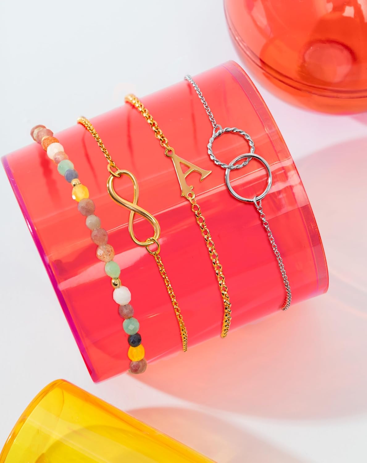 Thumbnail 4 de SINGULARU Pulsera Altea Colors: acero bañado en Oro 18Kt con piedras naturales (19 cm)