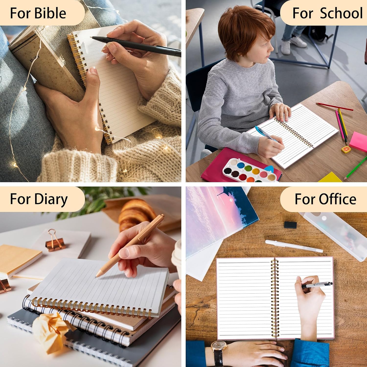 Detalle de huester Inspirational Christian Butterfly Spiral Notebook, Pink Hardcover, 5.5 x 8.3 in