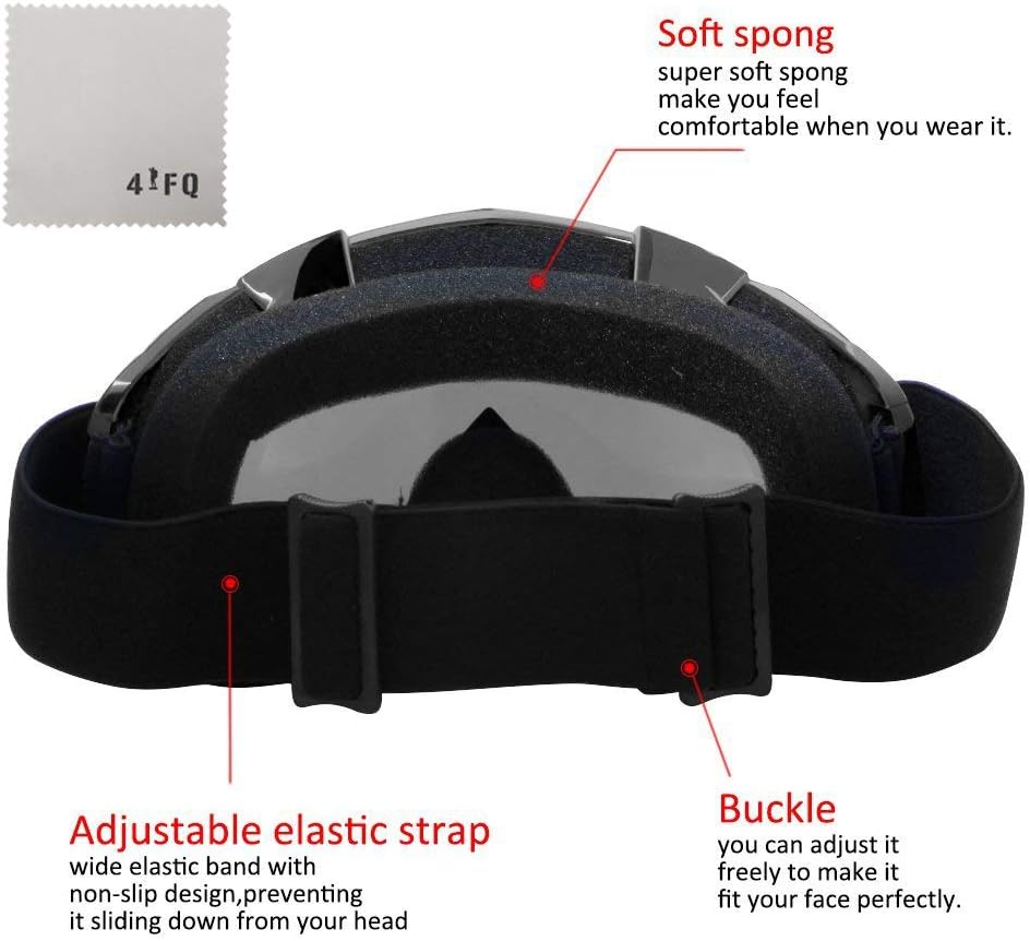 Detalle de 4-FQ Motorcycle Dirt Bike Goggles with UV Protection, Anti-Fog & Anti-Scratch Lens (Sliver Lens)
