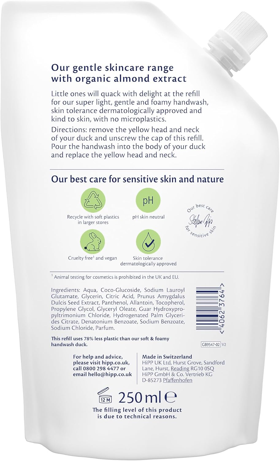 Thumbnail 1 de HiPP Kids Soft and Foamy Duck Handwash Refill 250ml (Pack of 6)