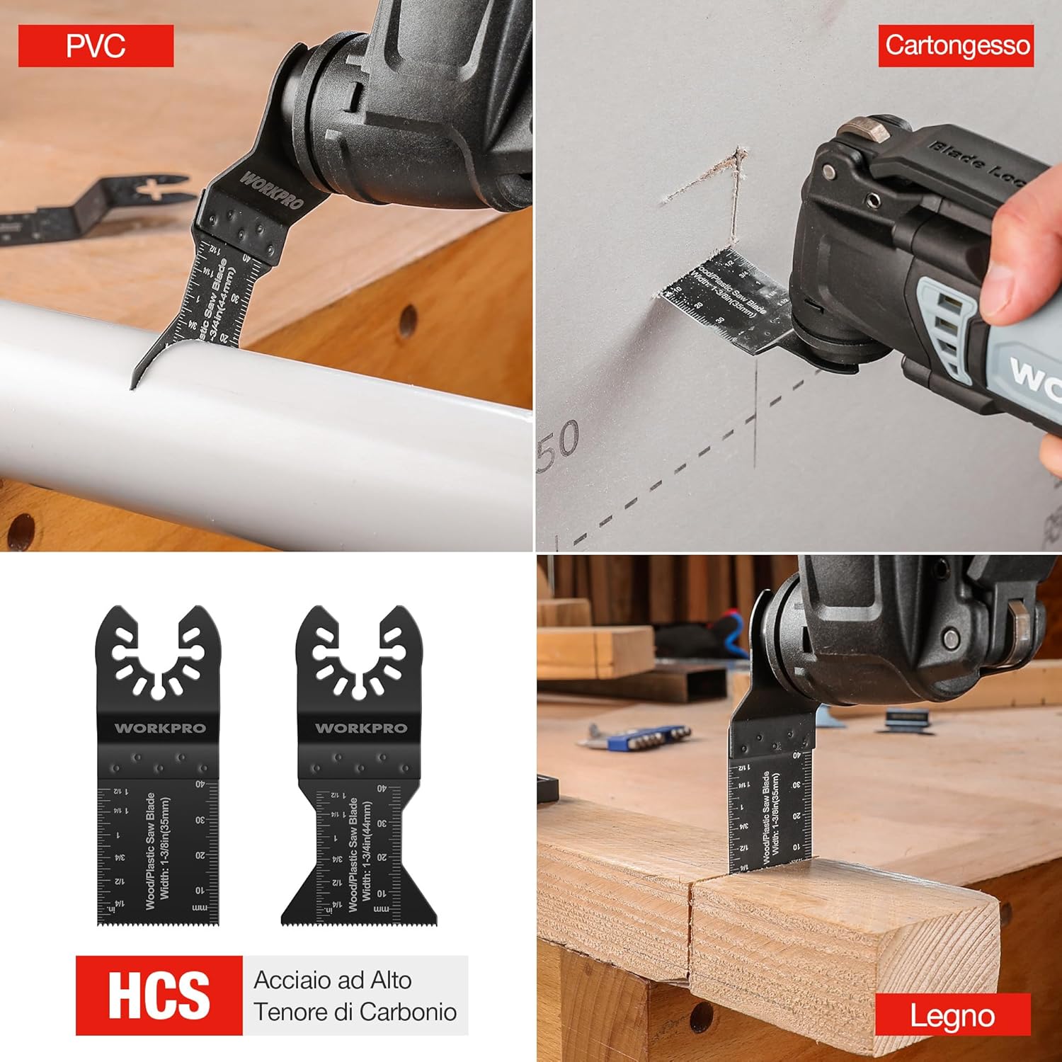 Thumbnail 3 de WORKPRO Lame Utensile Multifunzione 10 Pezzi – Set lame oscillanti in bimetallo, compatibilità ampia