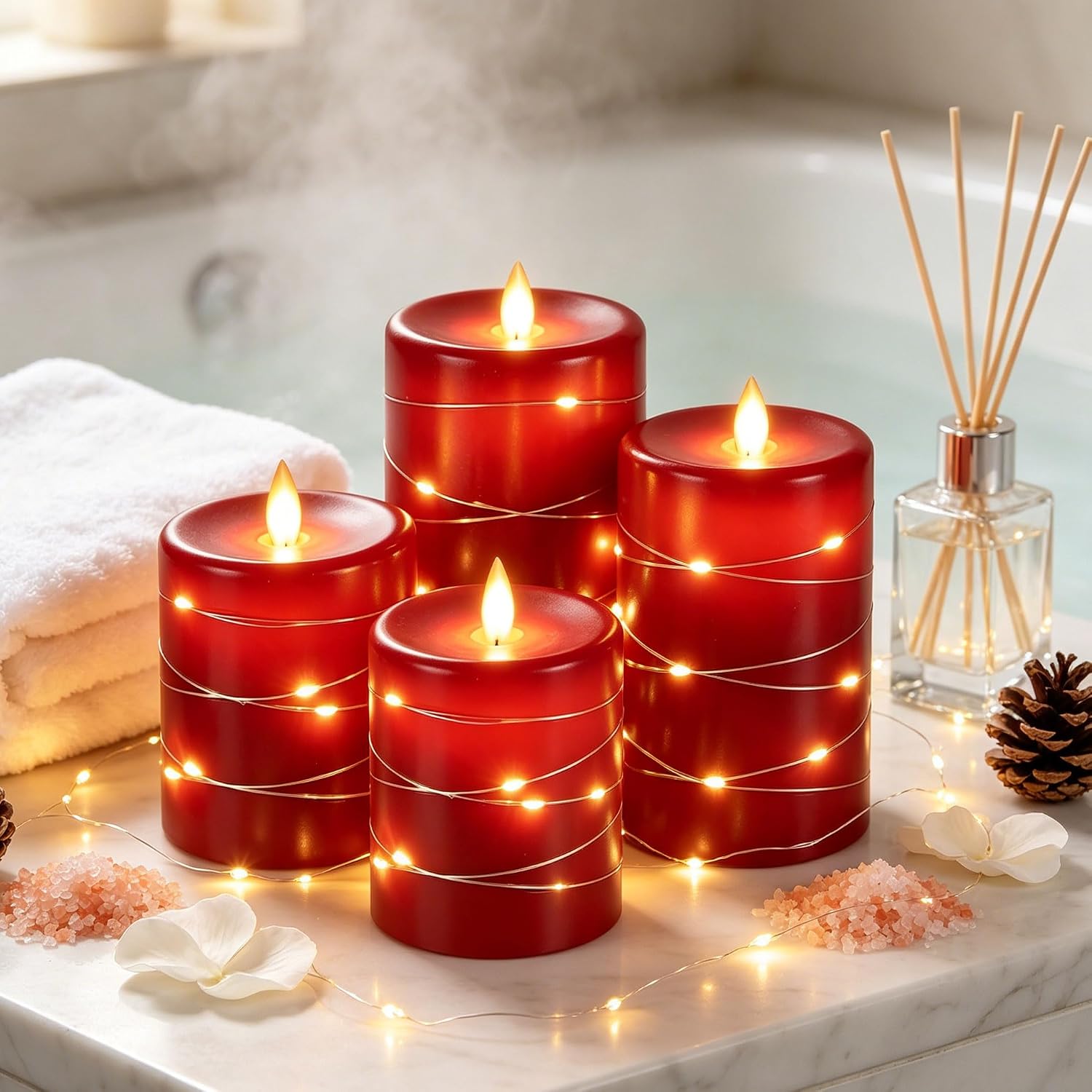Detalle de Da by Candele LED Angolo di visione a 360 gradi con luci stellate – set da 3 candele a LED con telecomando
