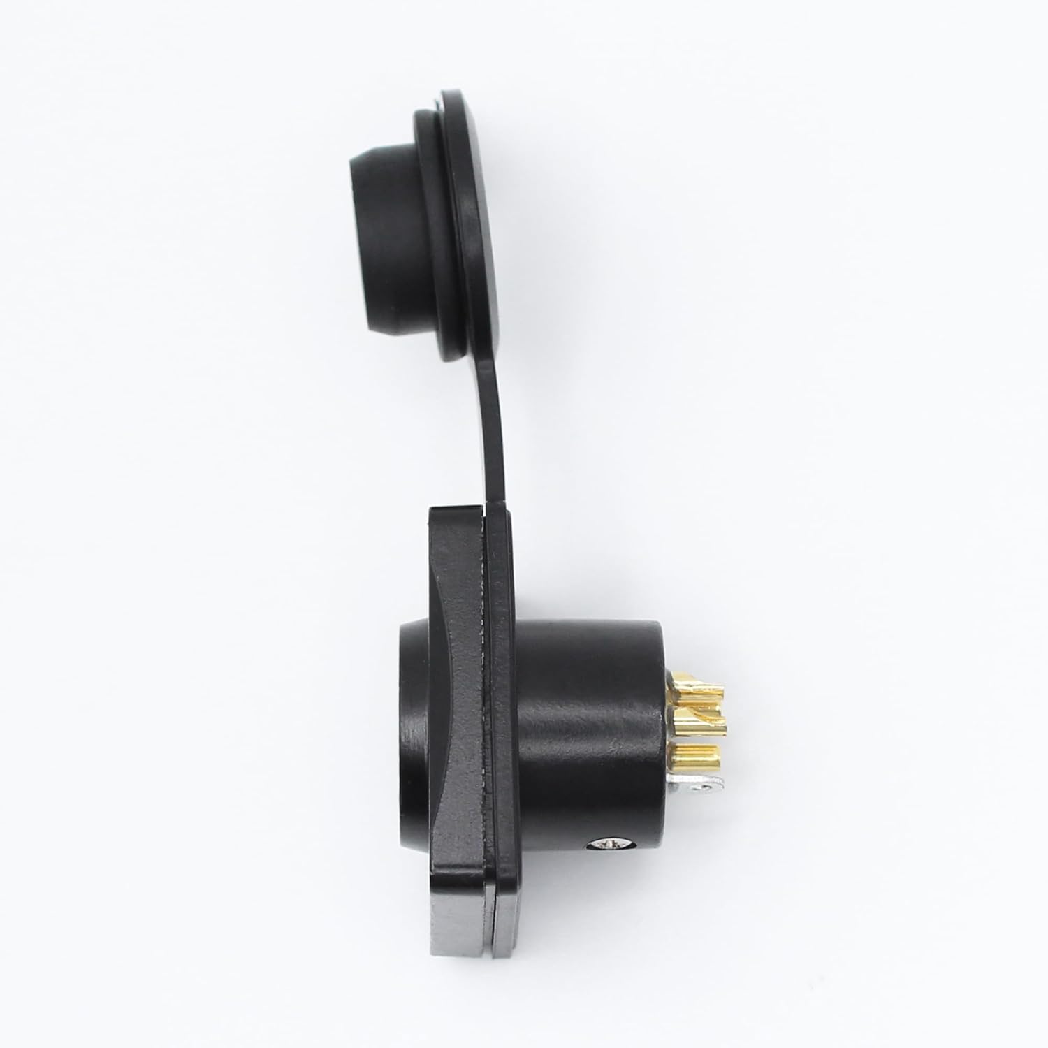 Detalle de Xilaghy 4-Pin XLR Panel Mount Male Jack with Waterproof Cover (IP65) – Gold-Plated Contacts