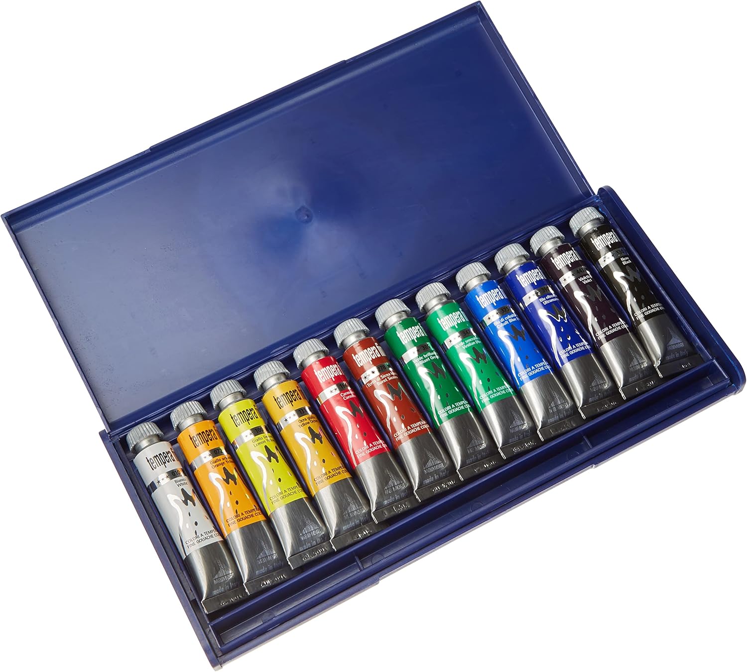 Detalle de Maimeri Scatola Plastica con 12 Tubetti di Tempera Fine 20 ml – Colori Assortiti