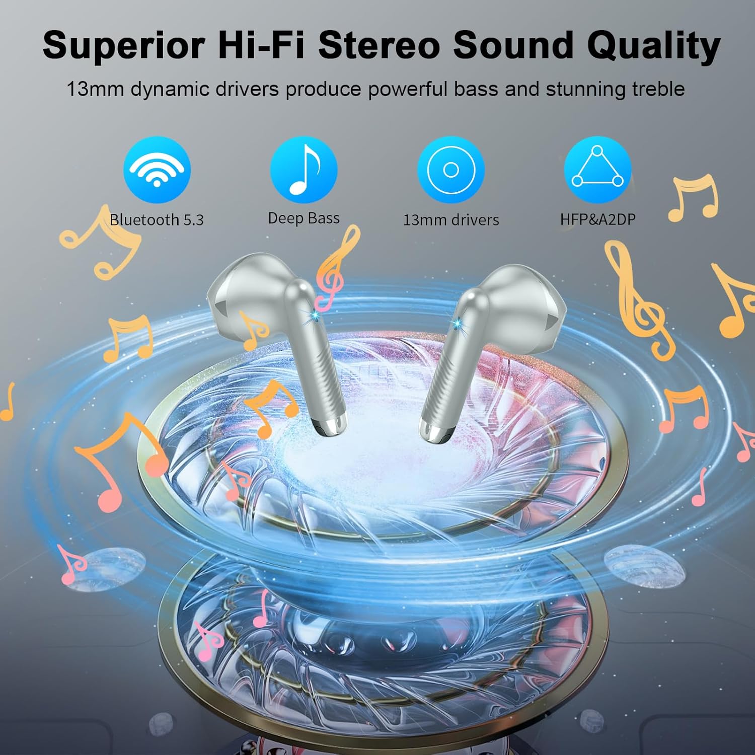 Detalle de Ecouteurs Bluetooth sans fil J55 – Bluetooth 5.4, IP7 et 48 h d’autonomie