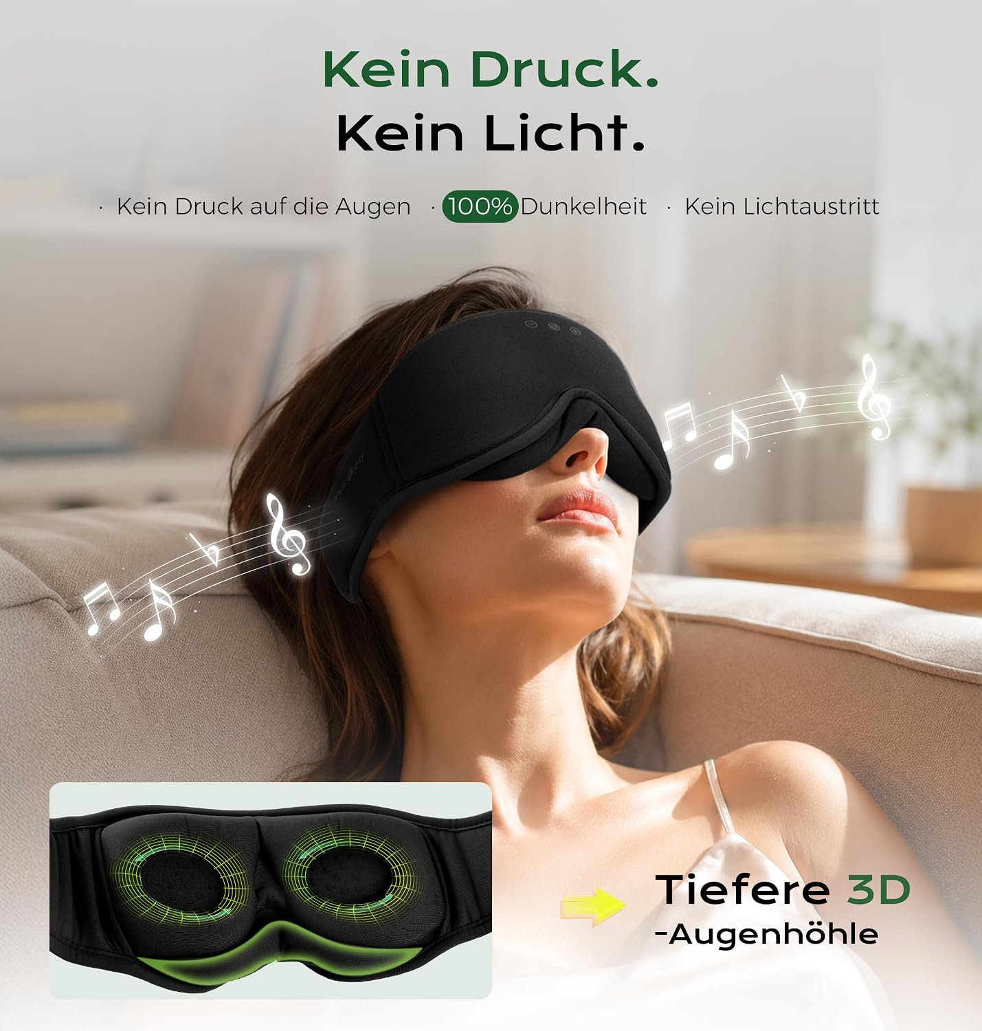 Thumbnail 6 de MUSICOZY Schlafmaske mit Kopfhörer – 3D-Bambus-Baumwolle, Bluetooth 5.4, 16 Std. Akku
