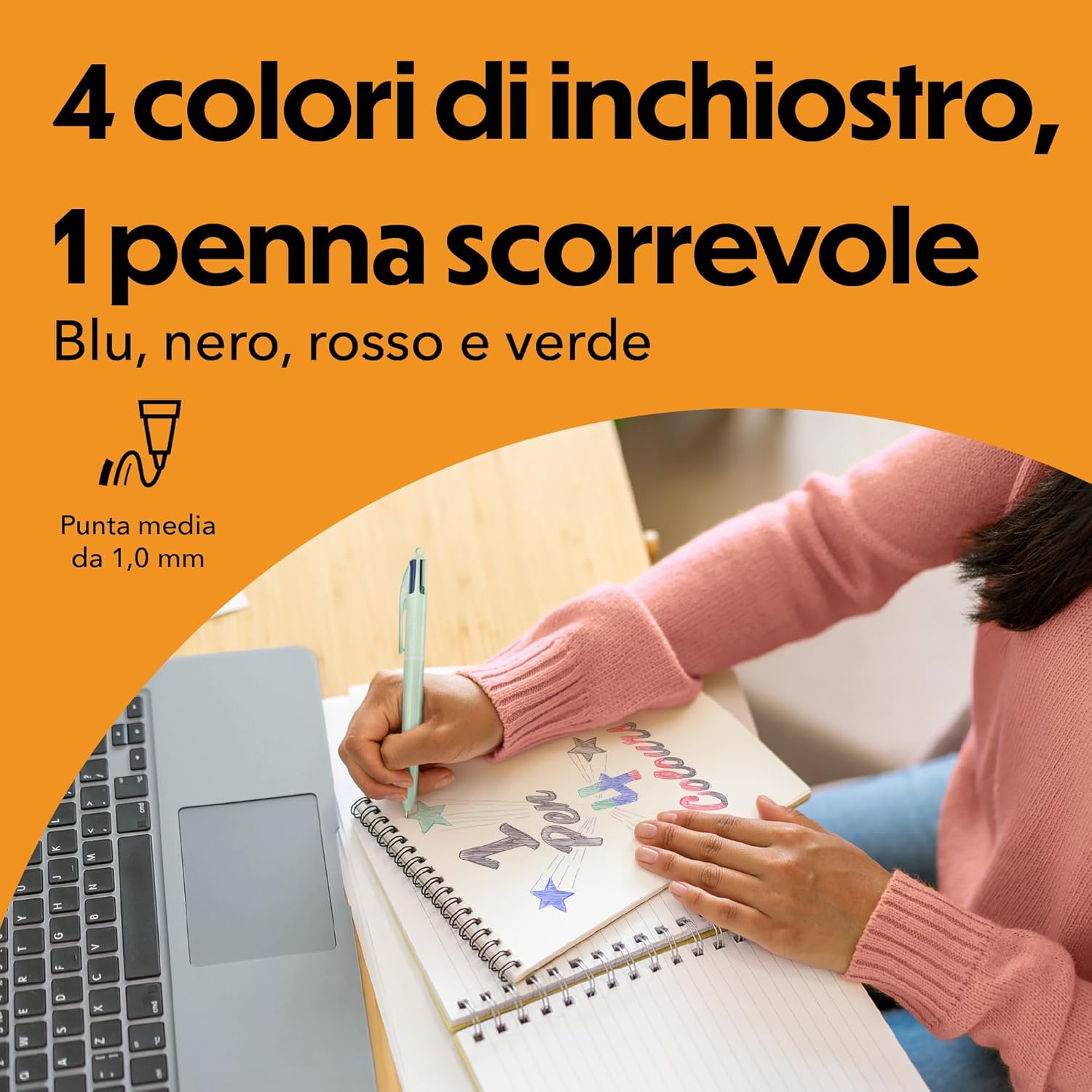 Thumbnail 2 de BIC 4 Colours Mineral Tones – Penne a sfera con punta media da 1 mm, pacco da 5 fusti assortiti