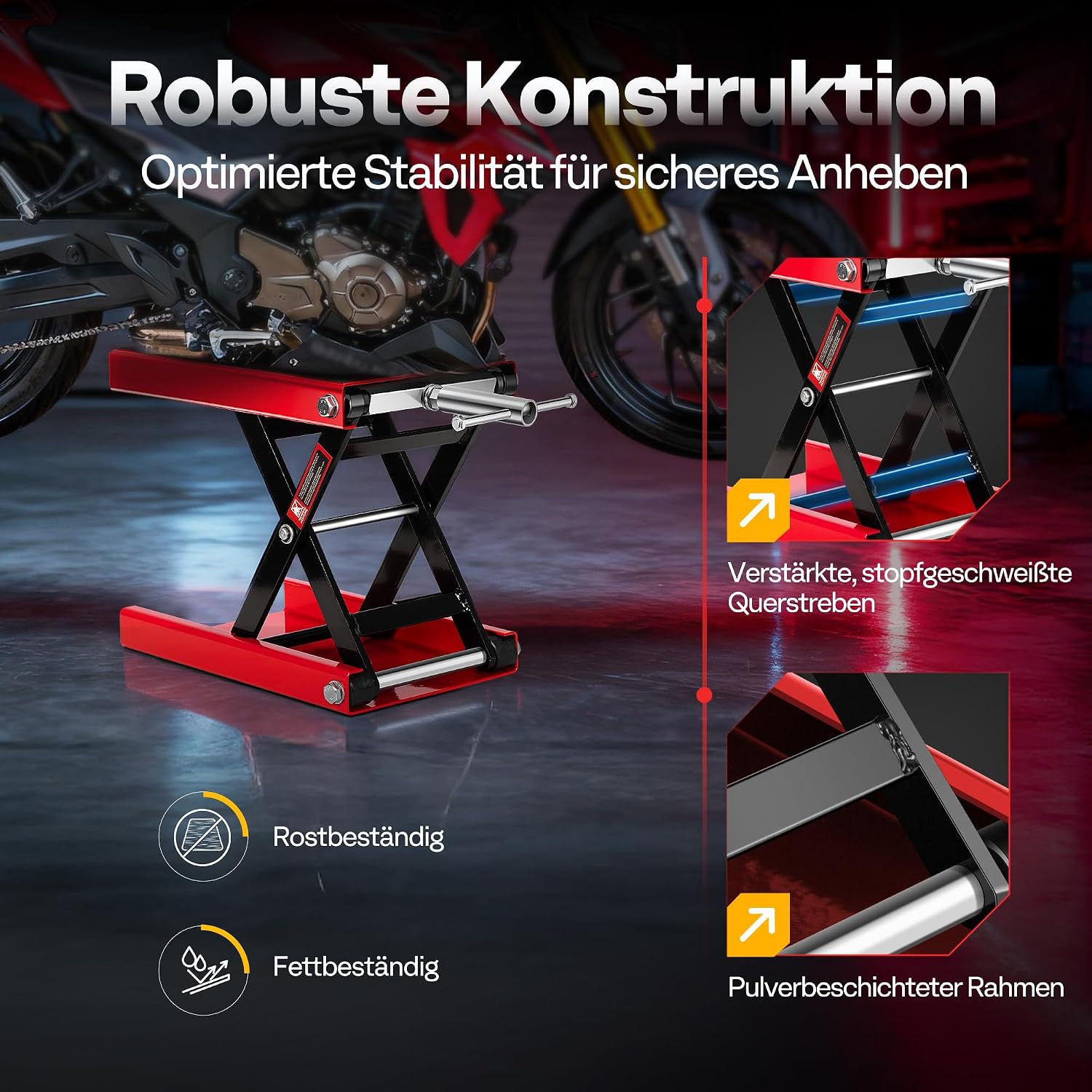 Thumbnail 5 de VIVOHOME Motorradhebebühne 500 kg Scherenwagenheber aus Stahl – mit breitem Deck und Kurbel