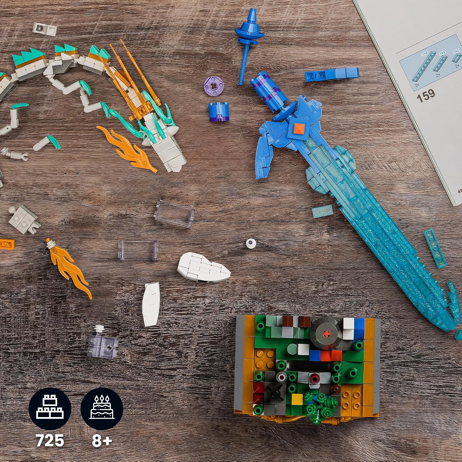 Detalle de Sillbird Fantasy Sword and Dragon Building Set, 725pcs — Glow-in-the-Dark Collectible Model