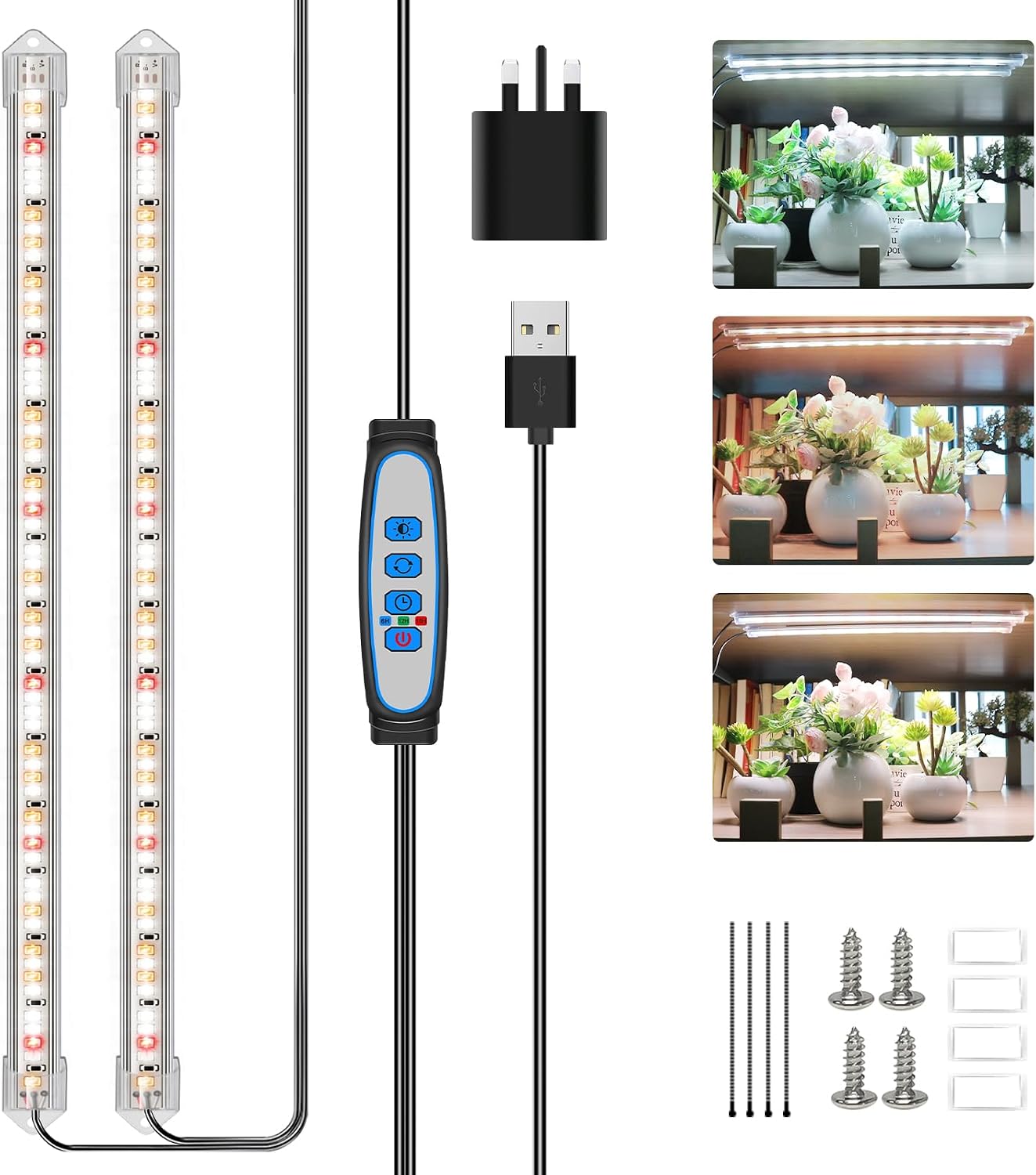 Detalle de Kullsinss Full Spectrum Grow Light Strips (6000K/3000K/660nm) with 10 Dimmable Levels and Timer