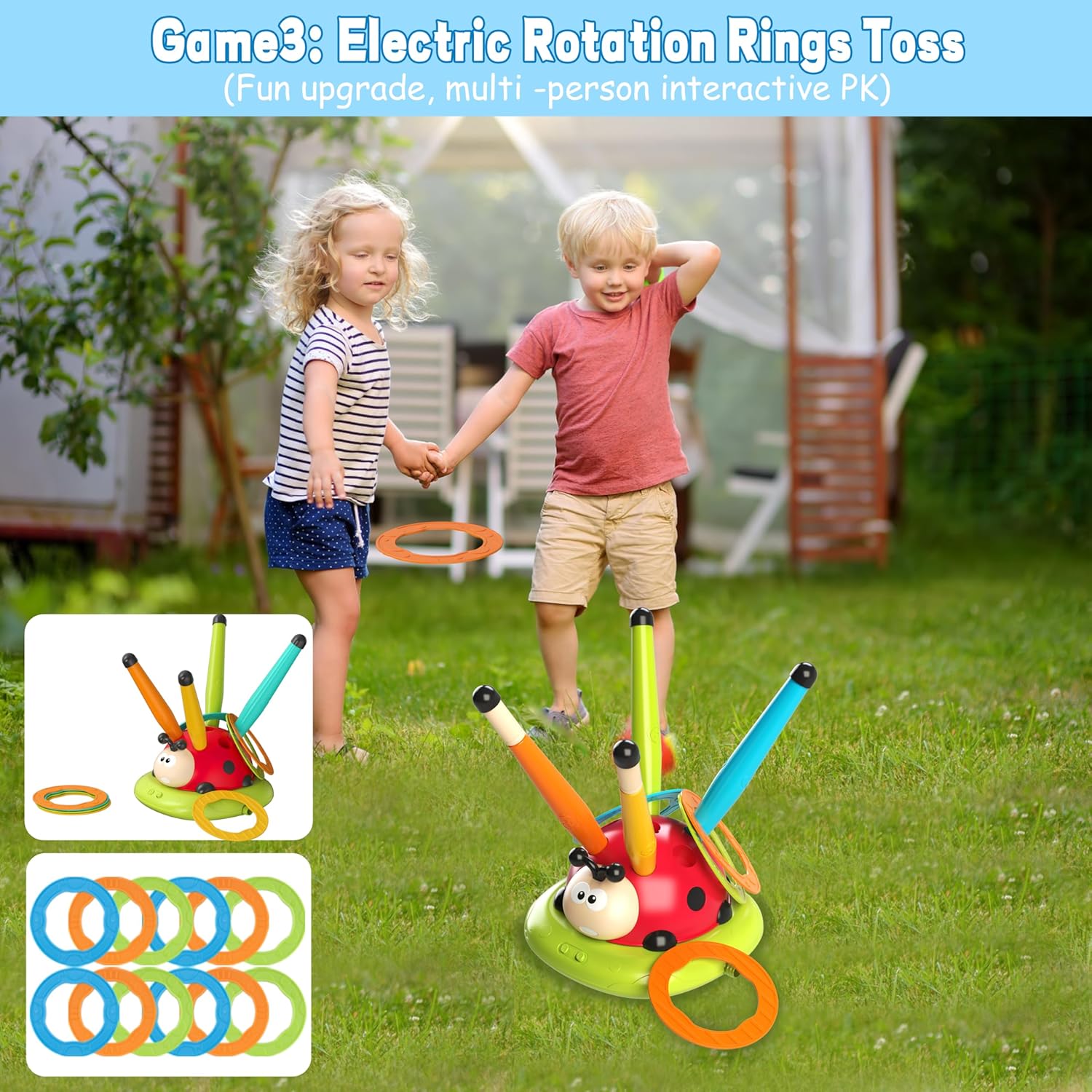 Thumbnail 4 de Engfa 3-in-1 Musical Jump, Toss Ring Game, and Stomping Rocket Launcher: A 3-Toys-in-One Outdoor/Indoor Favorite