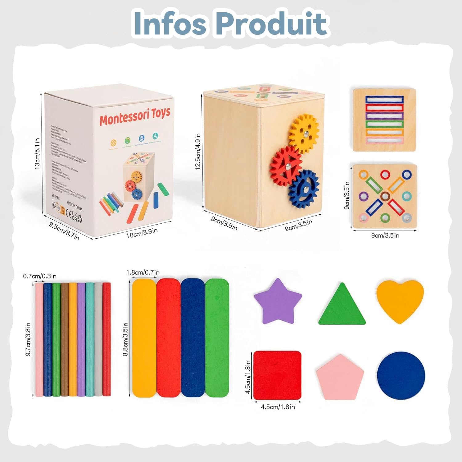 Thumbnail 4 de FMSKS Jeux Montessori — Jouet en bois pour apprendre les couleurs et les formes