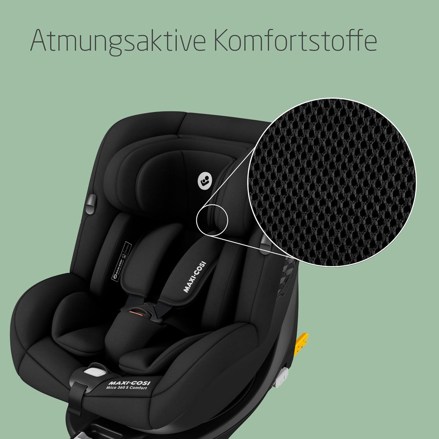 Detalle 2 de Maxi-Cosi Mica 360 S Comfort: Drehsitz mit 360° FlexiSpin, atmungsaktiven Stoffen und G-CELL Schutz für 0–4 Jahre