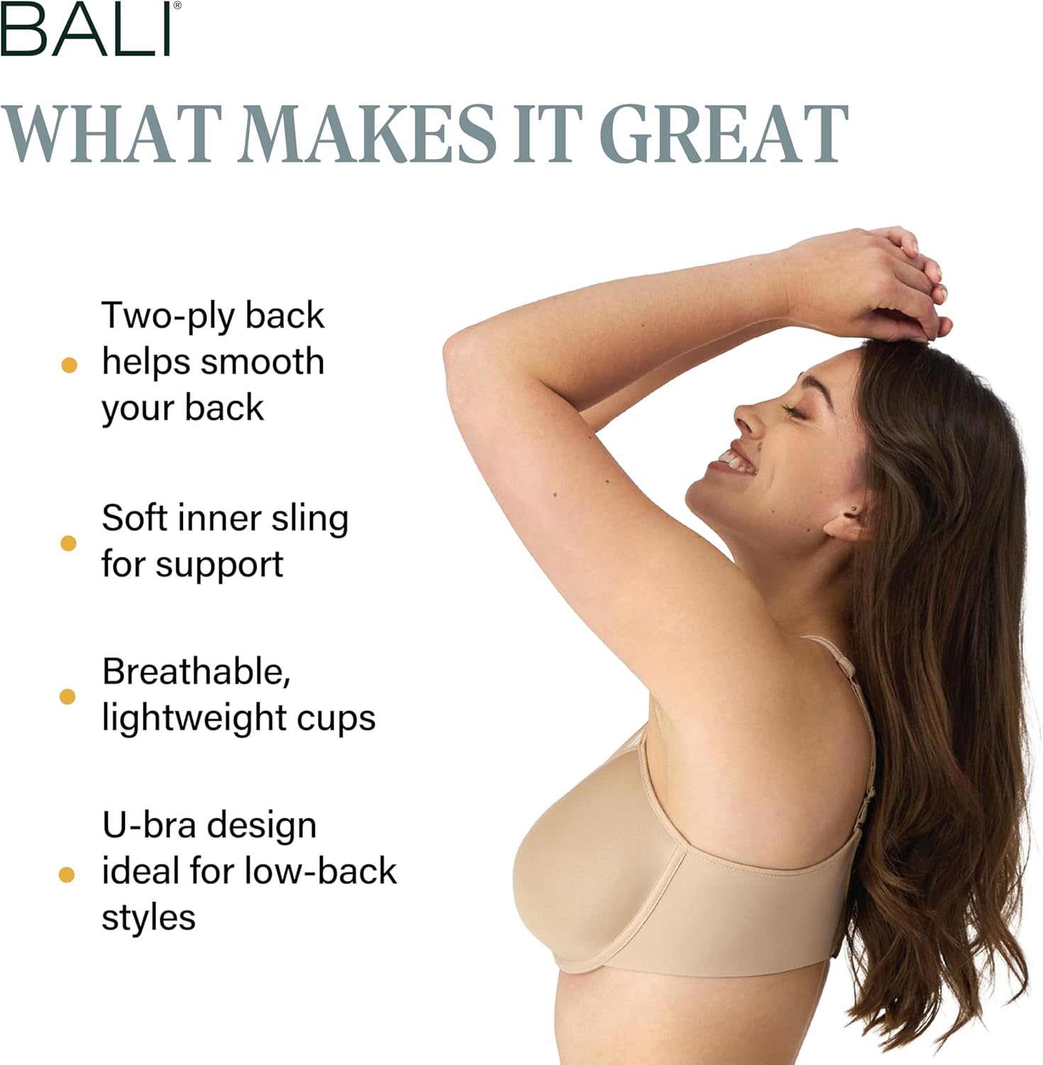 Detalle 2 de Bali One Smooth U Underwire Seamless Convertible Bra for Women (Ultralight Support)