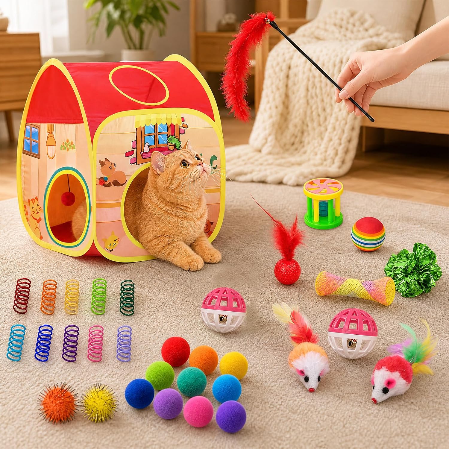 Thumbnail 6 de AILUKI N-House-33 33-Piece Cat Toy Set with Collapsible Tunnel
