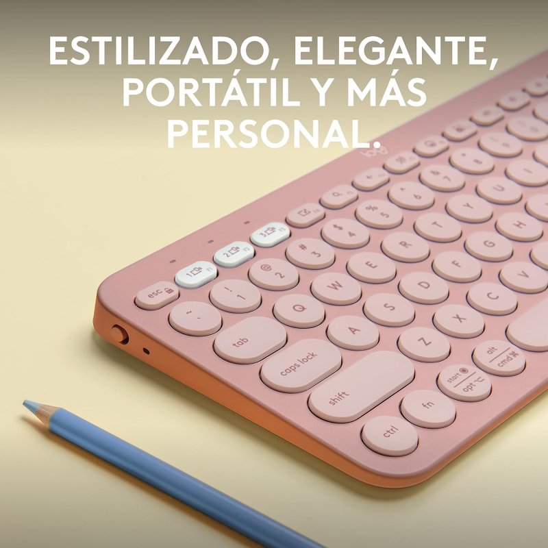 Detalle 2 de Logitech Pebble Keys 2 K380s Rosa: teclado Bluetooth multidispositivo para uso cotidiano