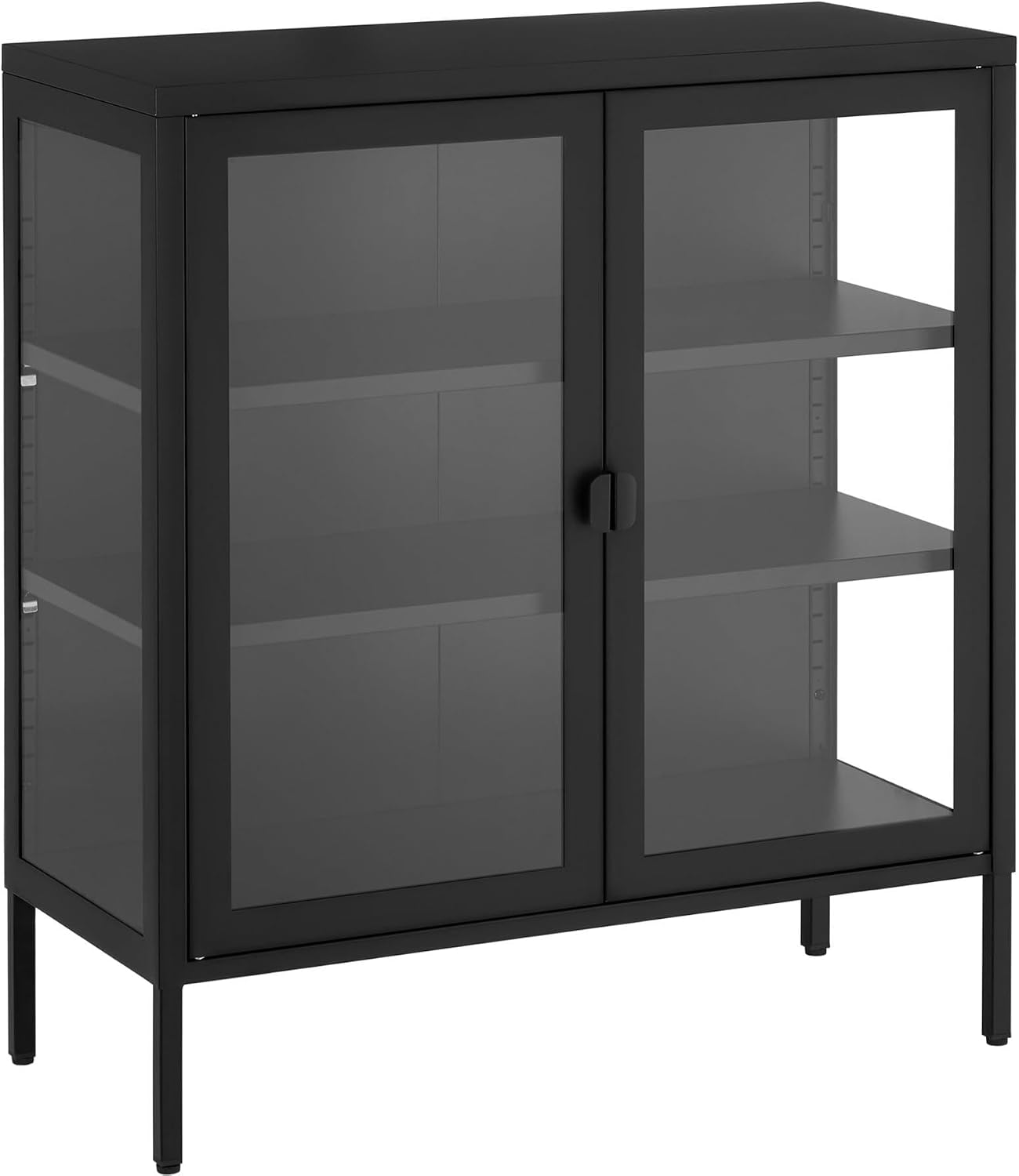 Detalle 2 de tectake Baker vitrinskåp i gul metall med glas på tre sidor och magnetlås