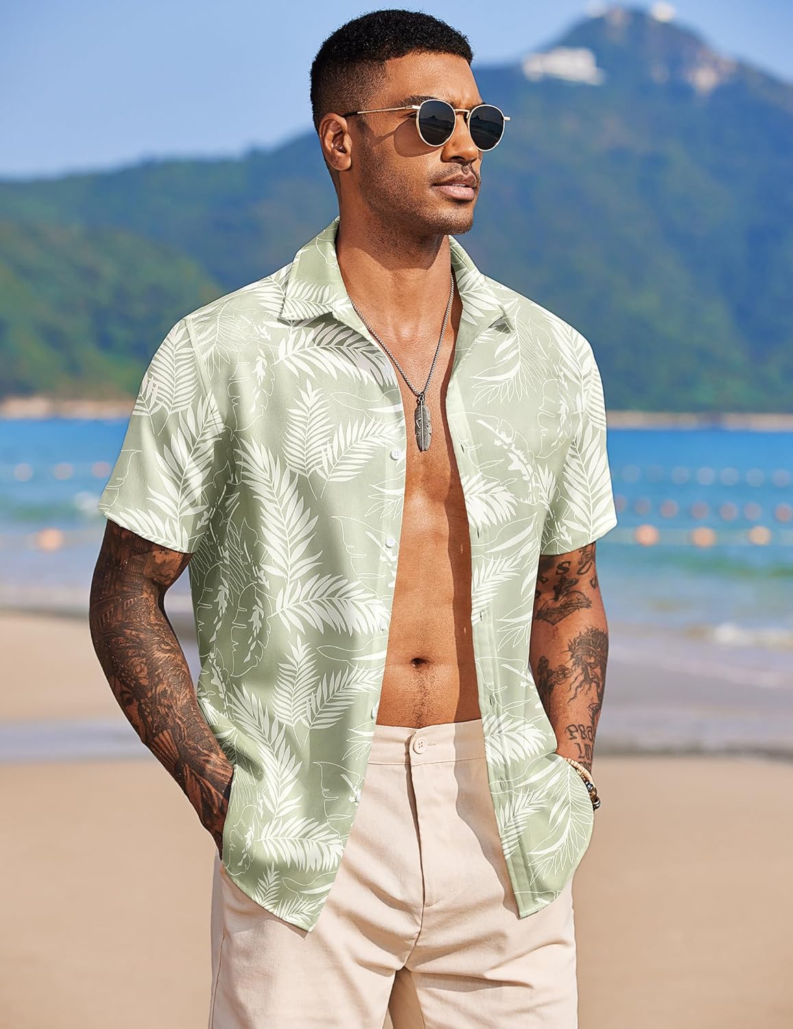 Thumbnail 3 de Chemise hawaïenne homme COOFANDY à manches courtes, motif tropical floral