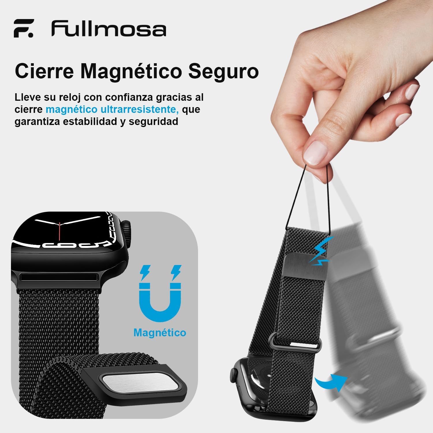 Detalle 2 de Fullmosa Correa magnética Milanese para Apple Watch 44 mm