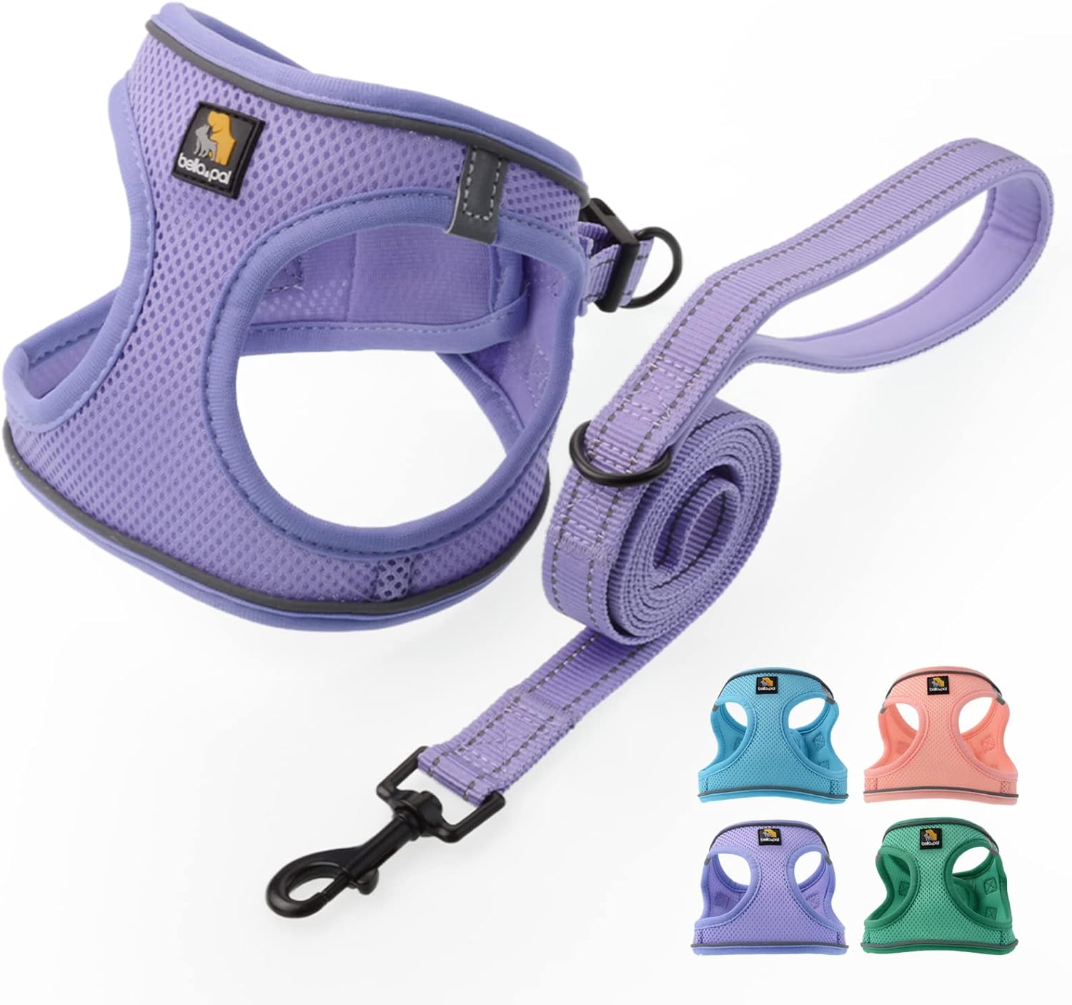 Detalle de BELLA & PAL Step-in Dog Harness and Leash Set (XXS, Purple) for Puppies and Extra Small Dogs