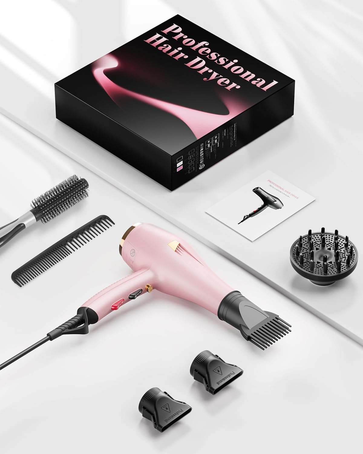 Thumbnail 6 de Dekuri Föhn Ionen — Profi-Haartrockner mit Diffusor, 3 Heizstufen, 2 Geschwindigkeiten und langer Kabel
