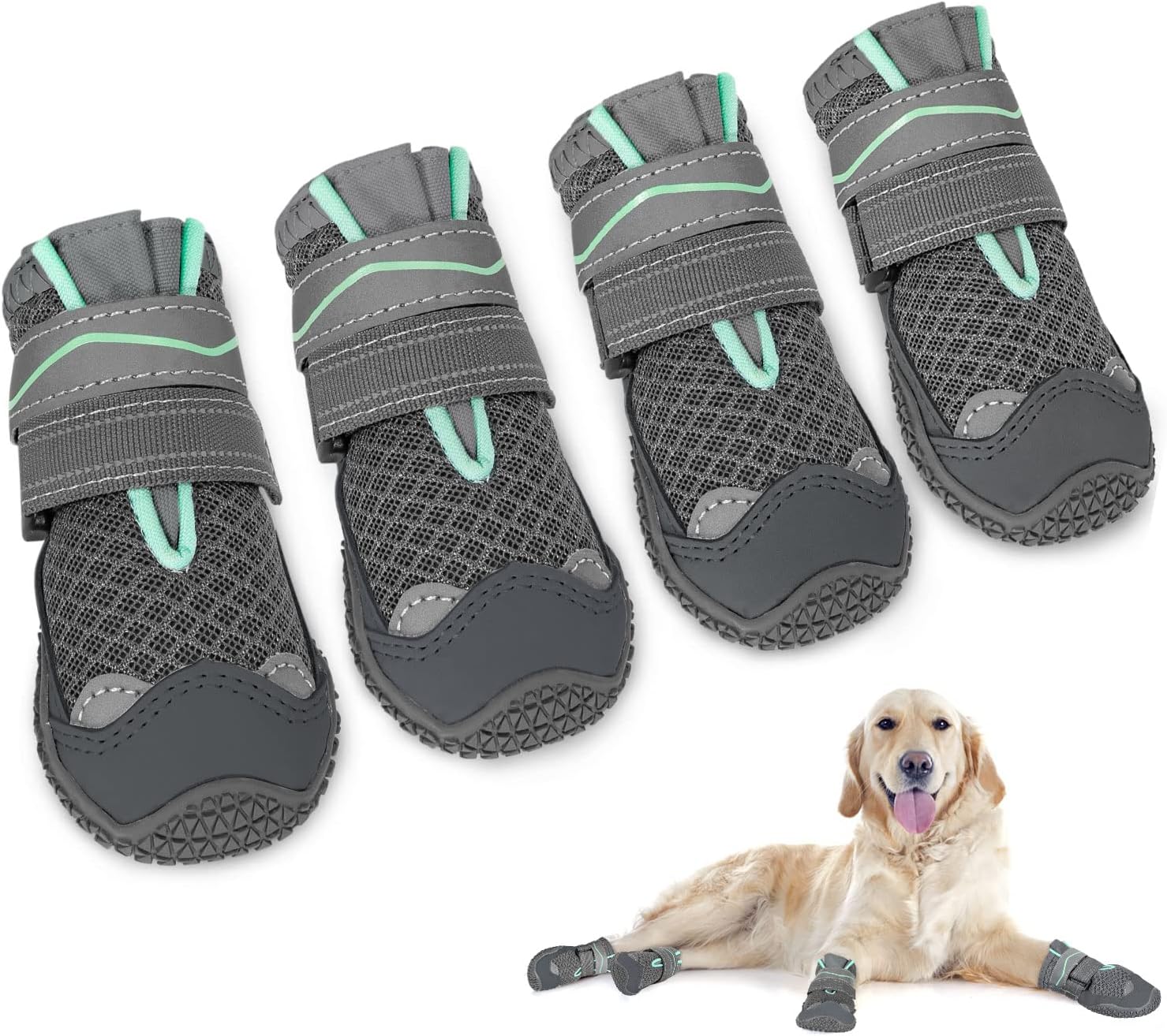 Detalle de SlowTon Hundeschuhe für Pfotenschutz, 4-teilig