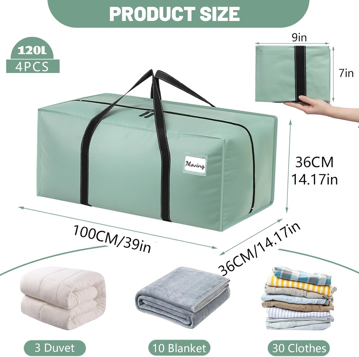 Thumbnail 1 de Dntorx 4 Pack 120L heavy duty moving bags