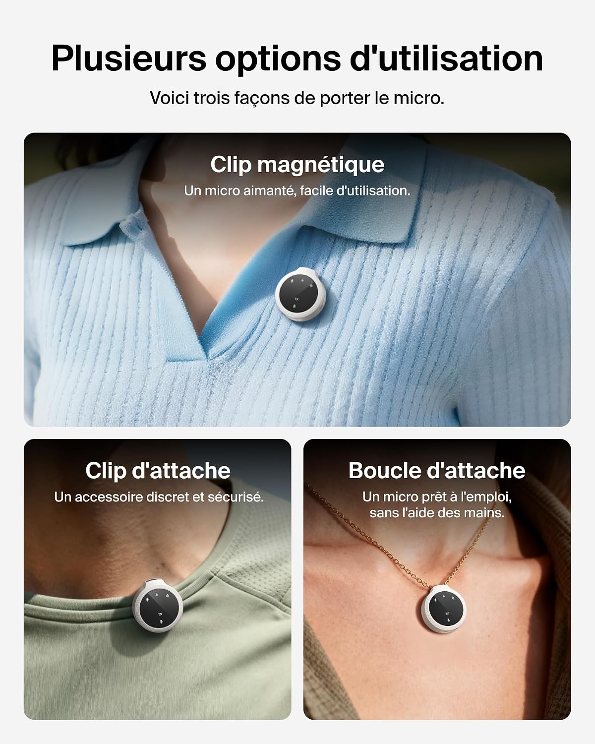 Detalle de Belkin Stage Micro sans Fil avec Clip d'attache – Micro-cravate sans fil double, 24 bit/48 kHz, 36 h d’autonomie