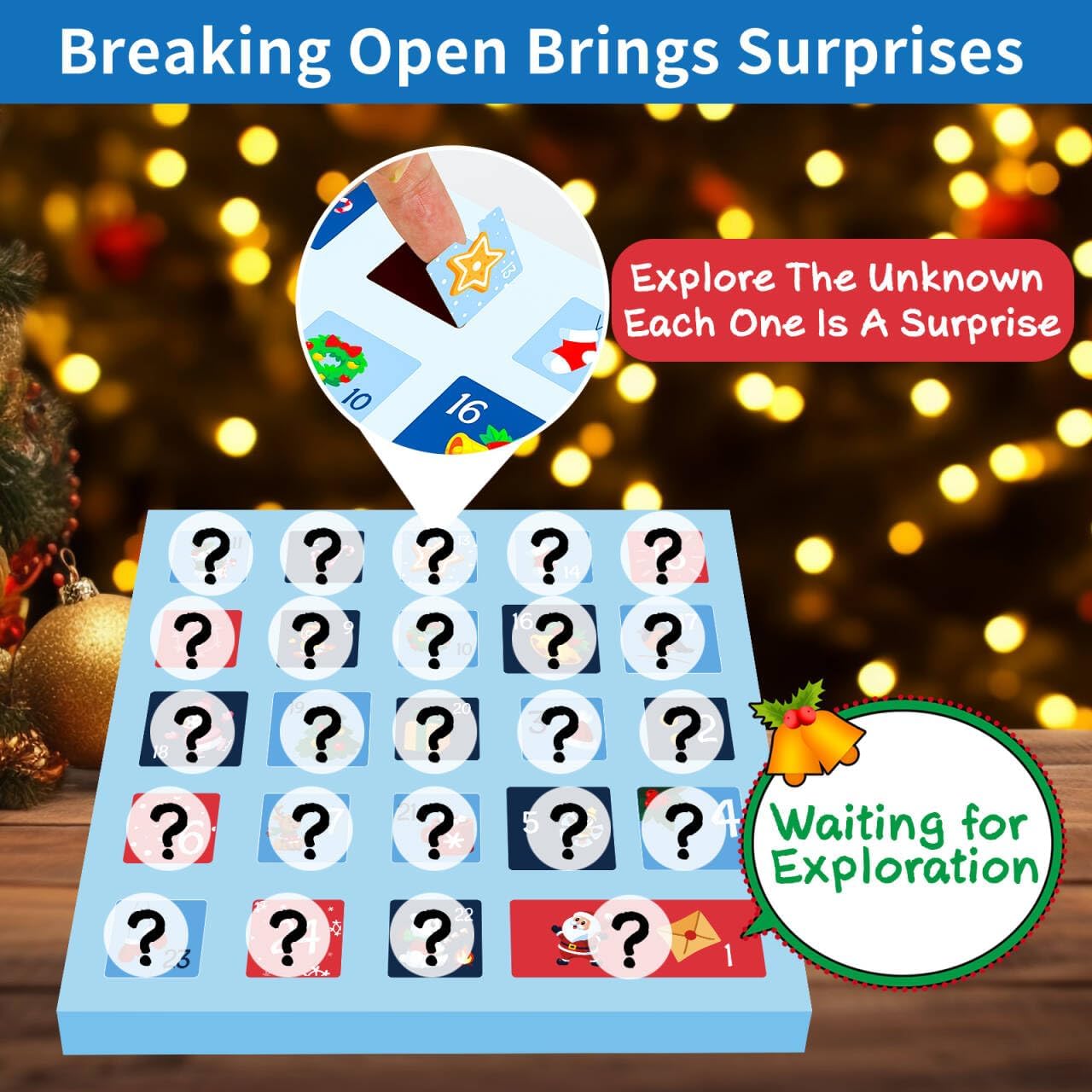 Thumbnail 1 de sudatong adventskalender 2026 med smycken, blå med enhörningstema