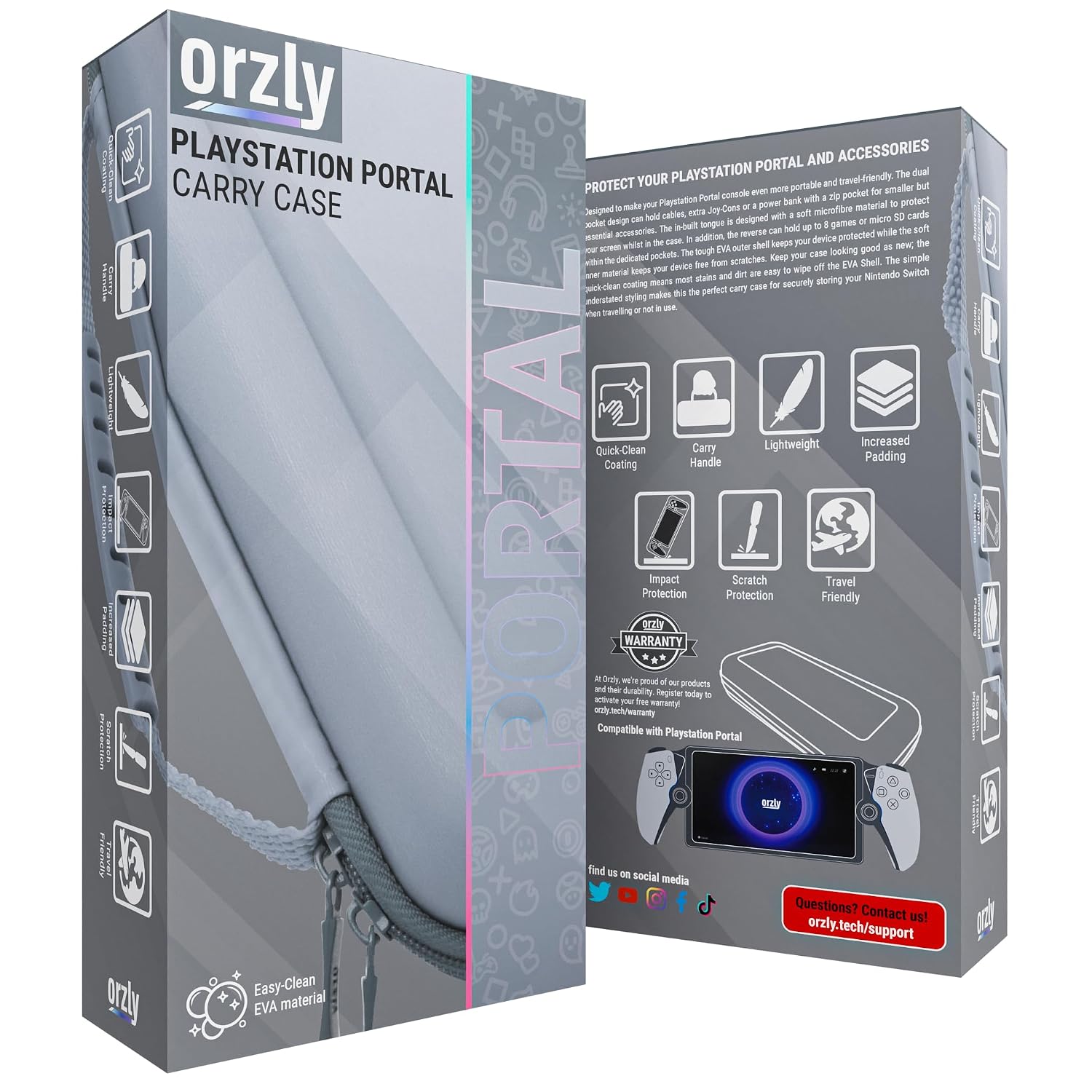 Thumbnail 1 de Orzly Carry Case for PlayStation Portal Remote Player (Grey) – Gift Box Edition