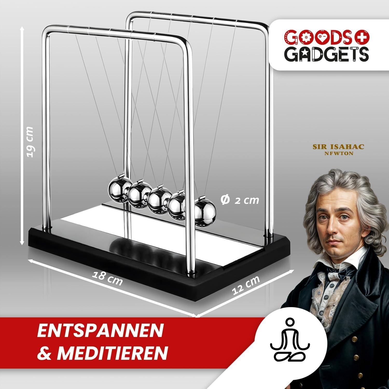Thumbnail 3 de Pendule à Billes Newton 18 cm – Relaxation Physique, Décoration de Bureau Classique