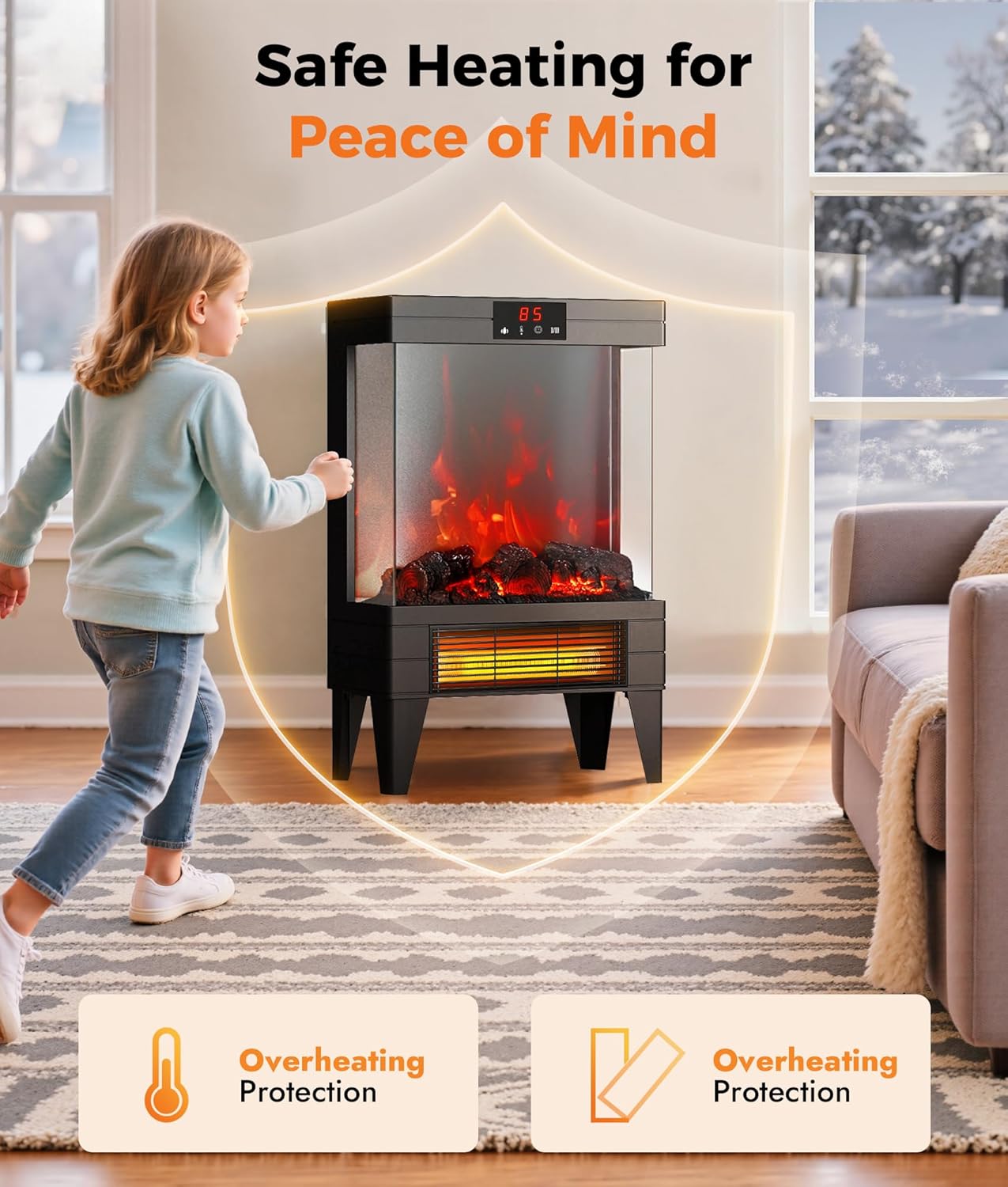 Thumbnail 3 de Oylus Electric Fireplace Stove Heater with Remote