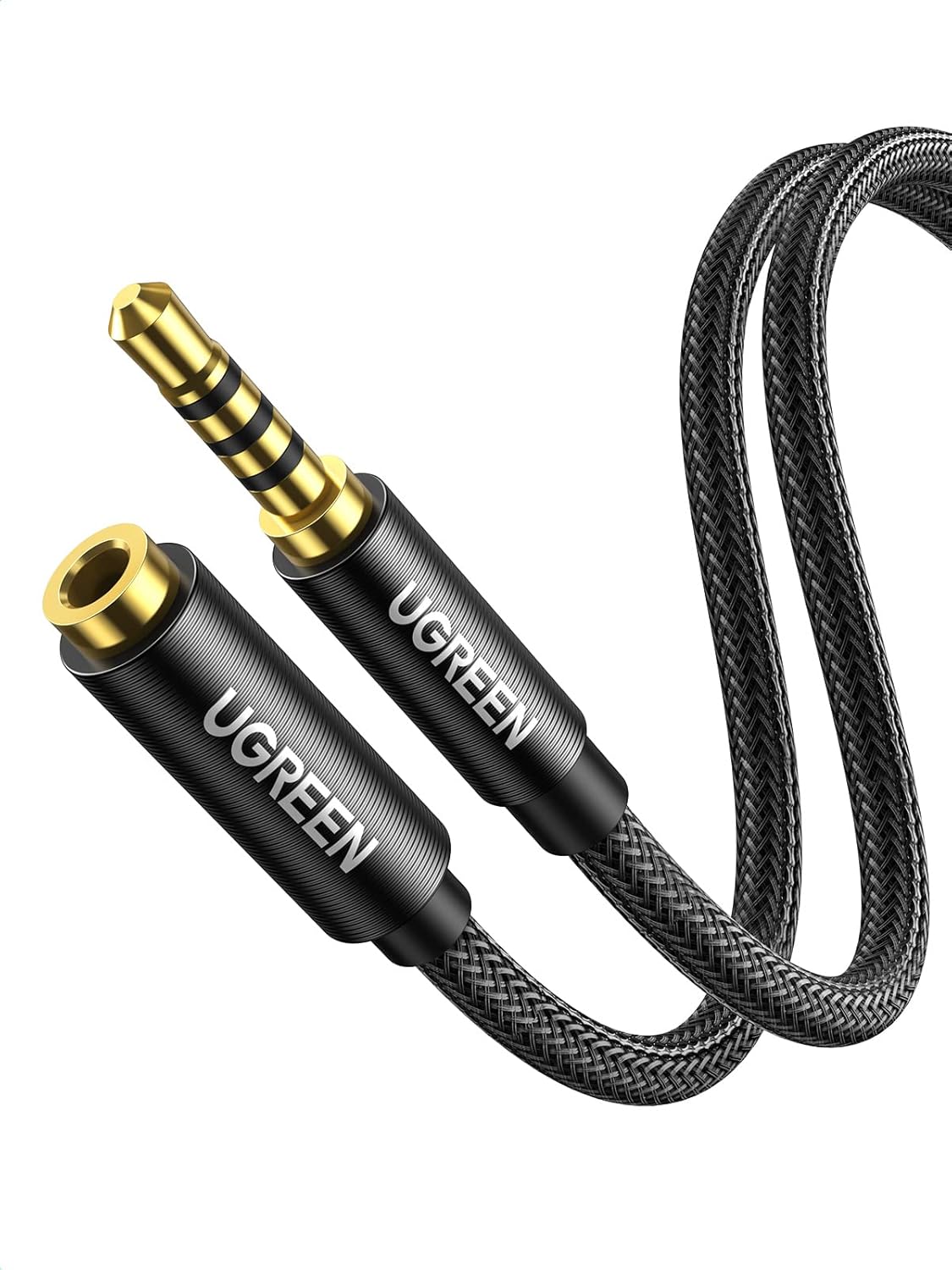 Detalle de UGREEN Rallonge Jack Audio 3.5 mm TRRS 4 Pôles – 2M, Nylon Tressé, Mic + Audio