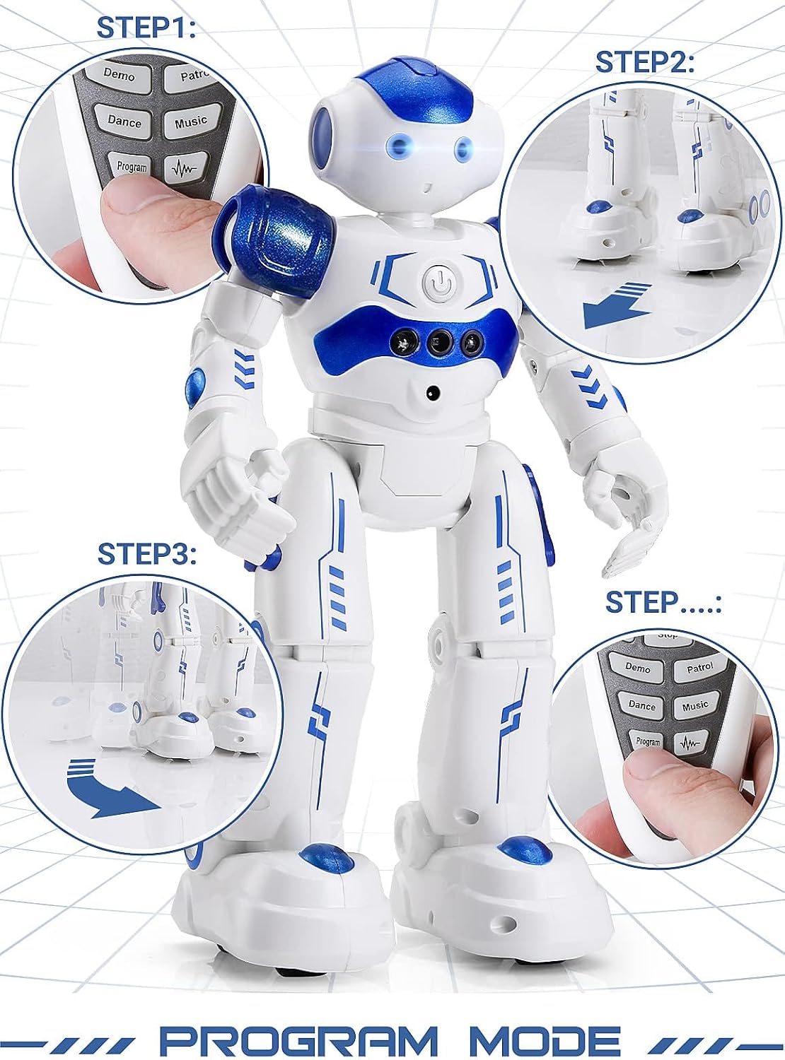 Detalle 2 de KingsDragon Remote-Control Robot Toy with Gesture Control and 50-Action Programming