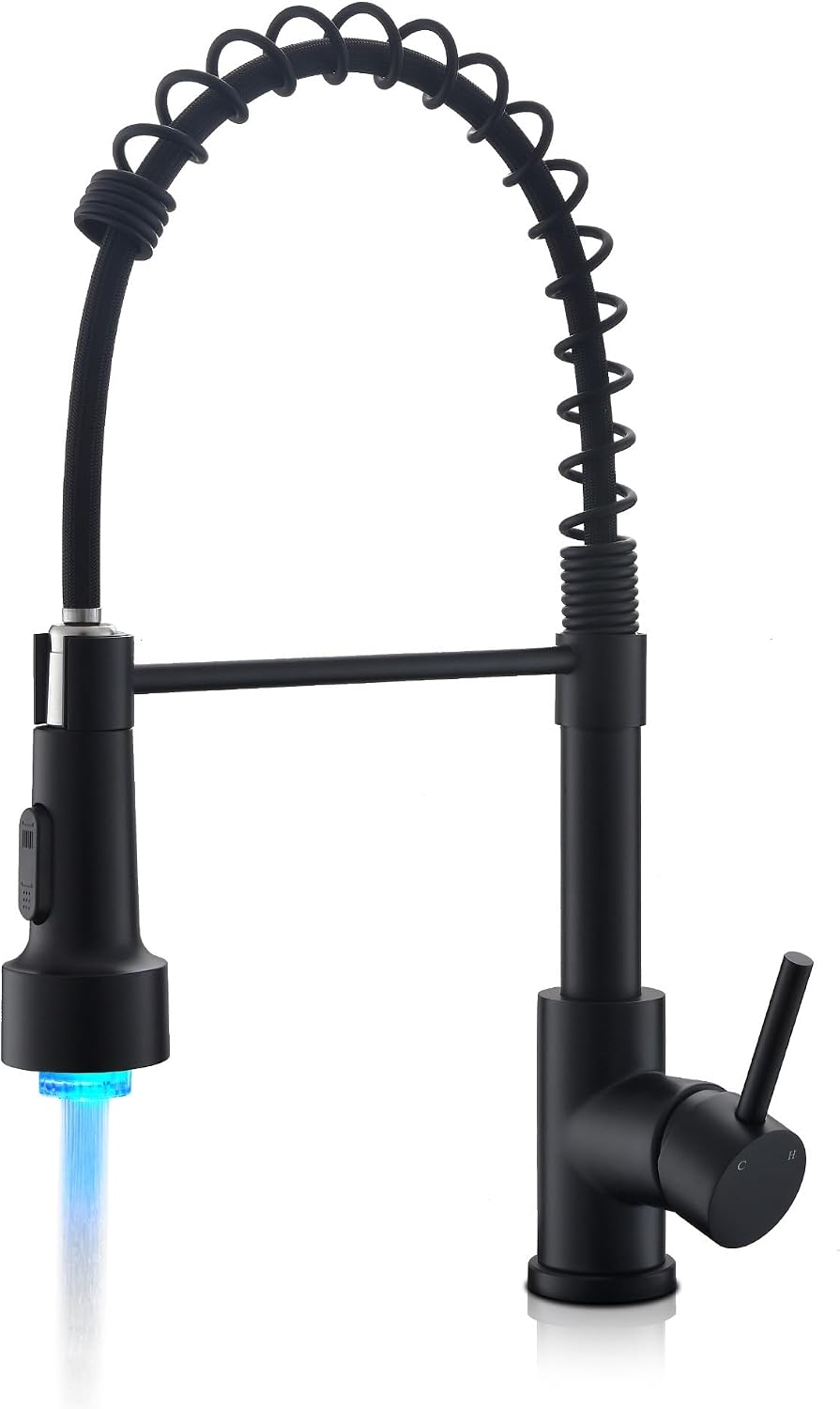 Detalle de LUFEIDRA 07COL Kitchen Faucet, Matte Black LED, High-Arc Dual-Mode Sprayer