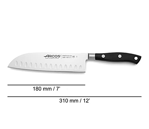 Detalle de Santoku Riviera - Cuchillo Japonés, Acero Inoxidable, 180 mm 🗡