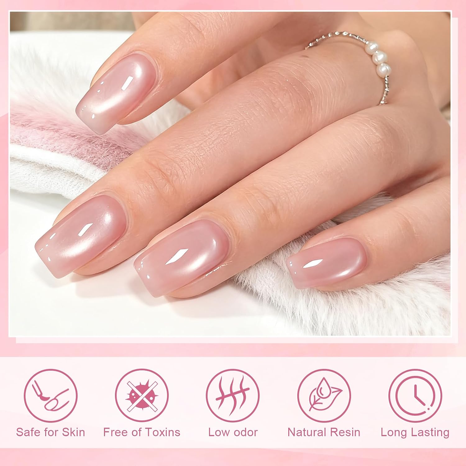 Detalle de YSUVIN UV Nagellack Cat Eye – 4 Rosé-Töne mit Magnet-Effekt, 8 ml pro Flasche