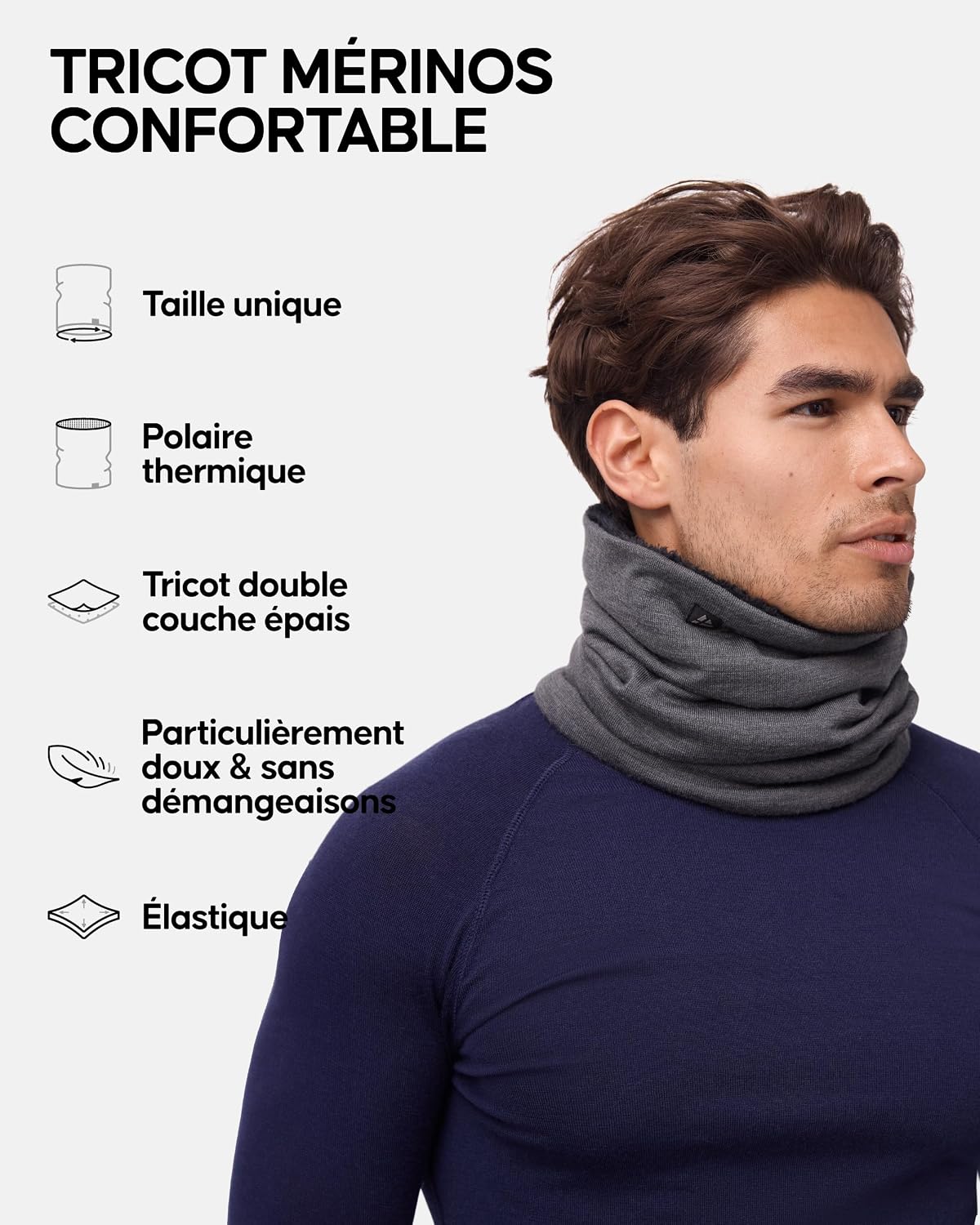 Thumbnail 1 de DANISH ENDURANCE cache-cou en laine mérinos thermique avec polaire coupe-vent (unisex)