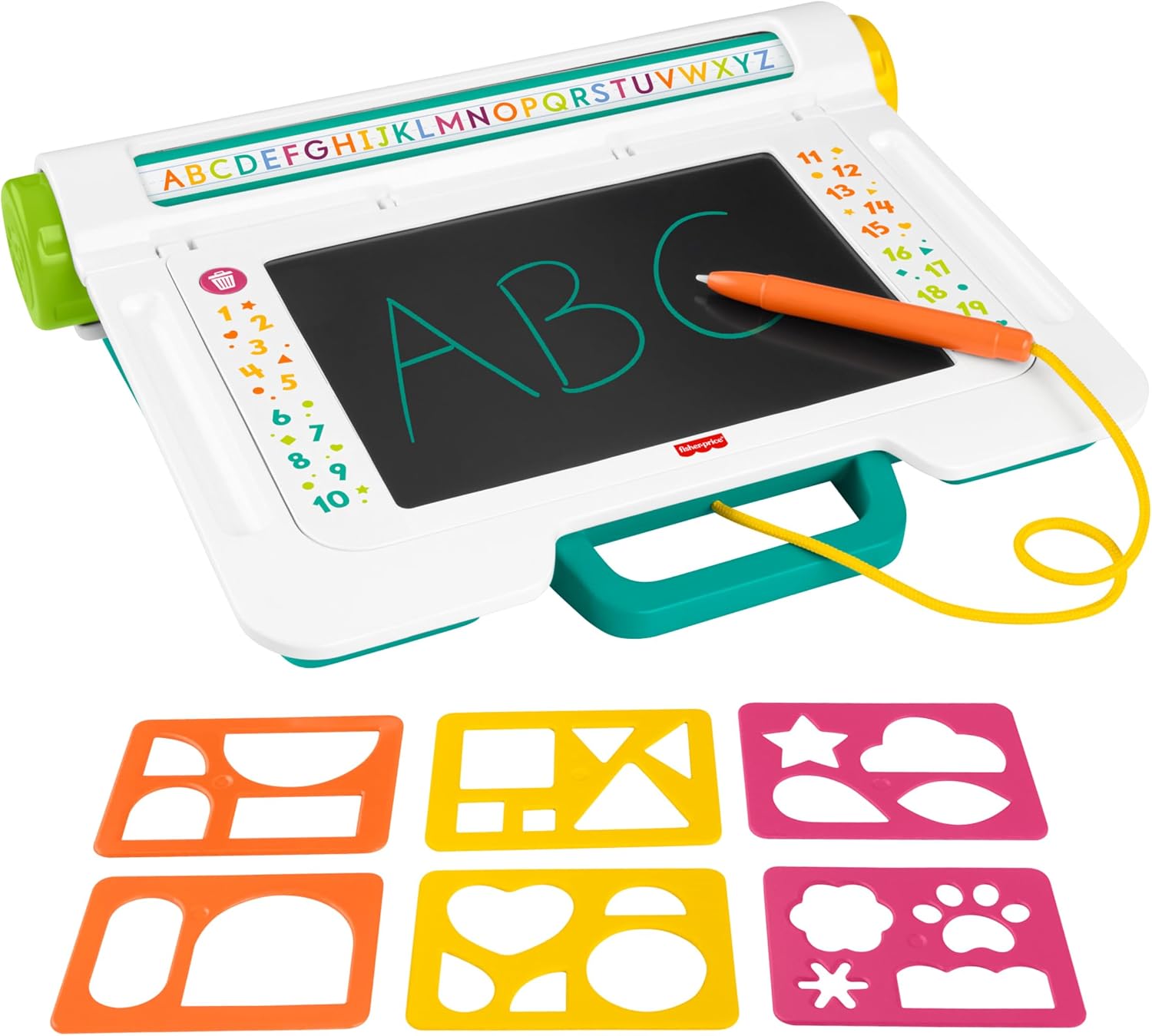 Fisher-Price Postazione Impara e Scarabocchia – Postazione per Scrittura e Disegno con LCD e Stencil, 3+ Anni (JDL70)