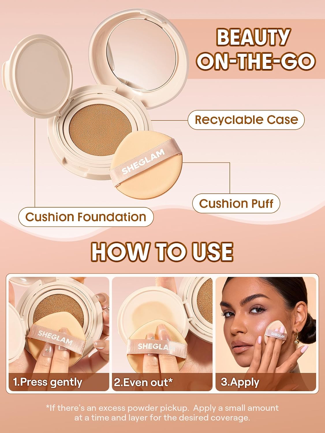 Detalle 2 de SHEGLAM Lock Go Cushion Foundation Matt Langhaltend Wasserfest – Nude (Make-up)