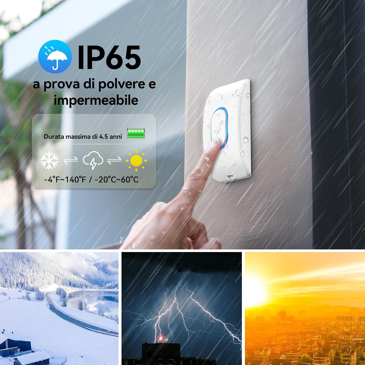 Thumbnail 4 de TECKNET Campanello senza fili 400 m, 60 melodie 🔔