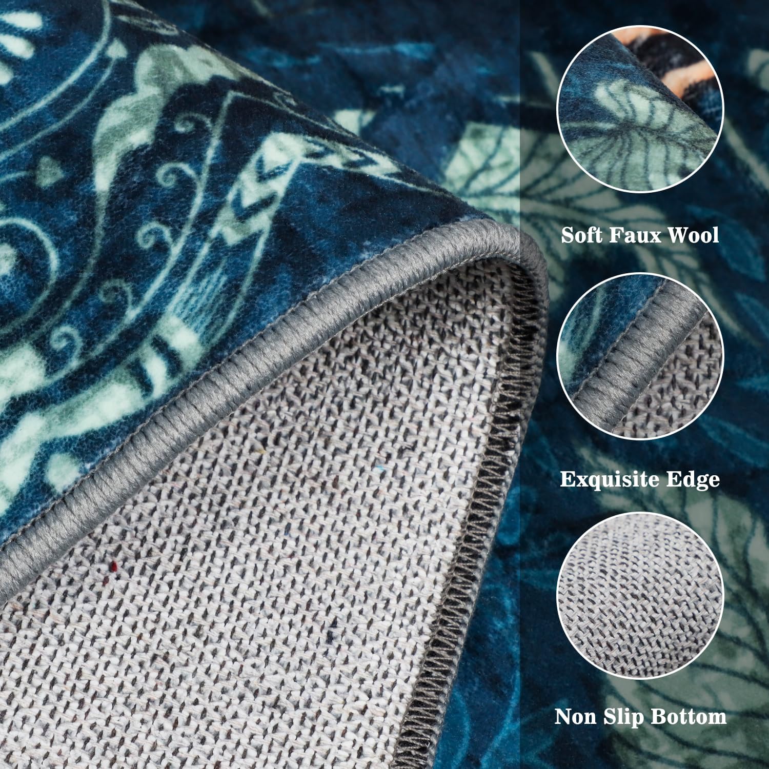 Detalle de TUKDAK Waschbarer Teppich 120×180 cm Grün – weicher Short-Flair mit rutschfester Rückseite