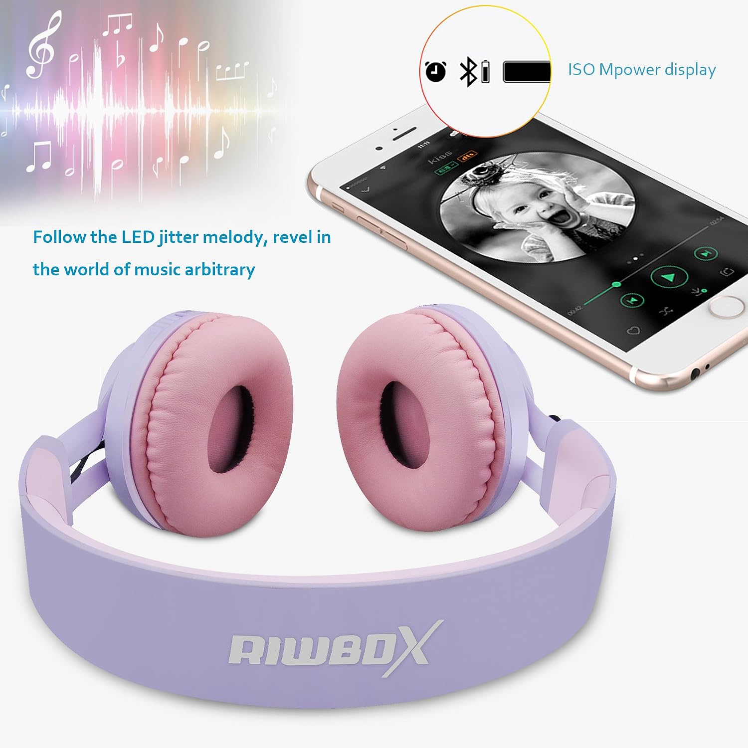 Detalle 2 de Riwbox WT-7S Kids Bluetooth headphones, foldable