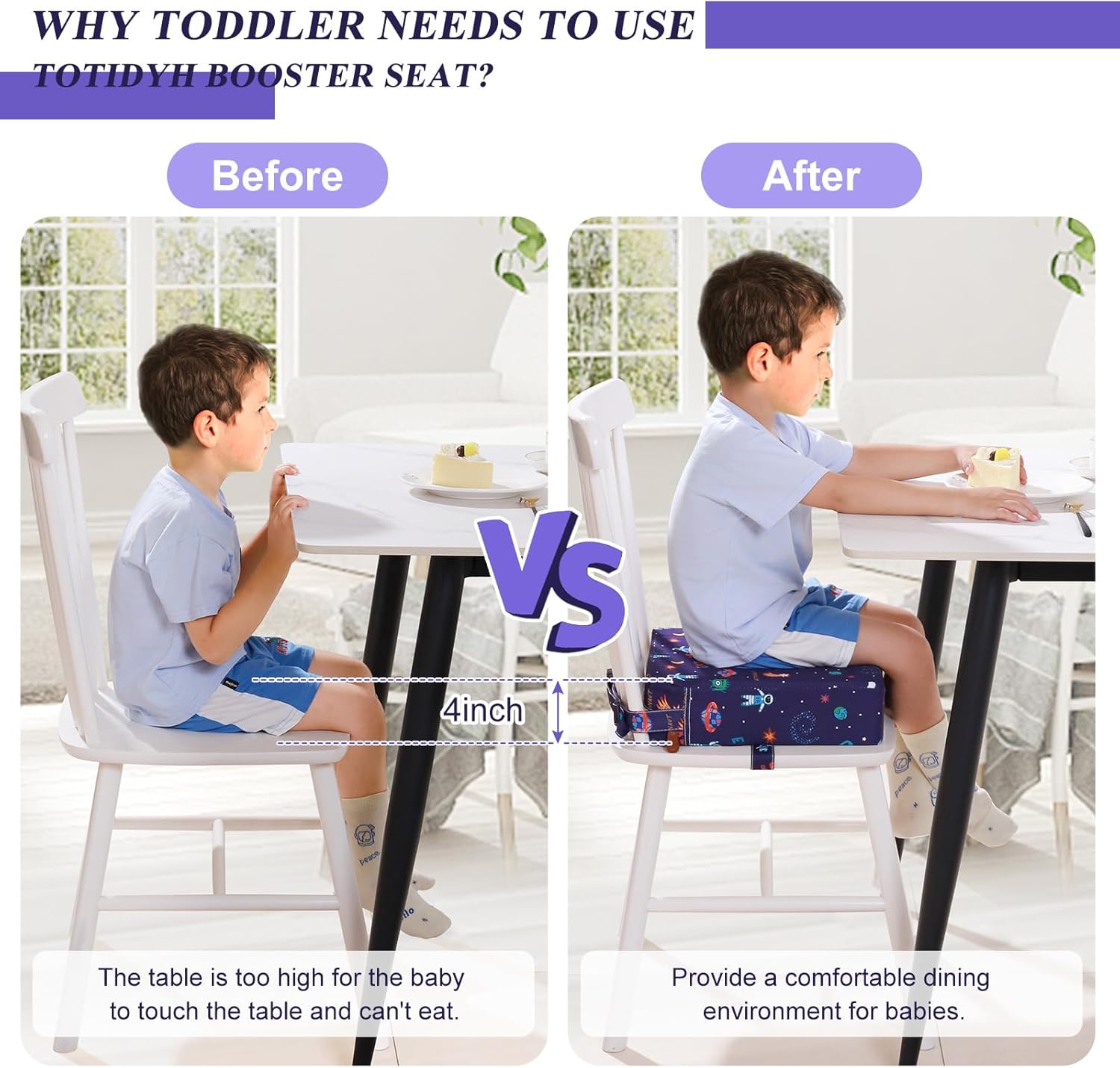 Thumbnail 1 de TOTIDYH Toddler Booster Seat for Dining Chair with PU Cover and Non-Slip Base