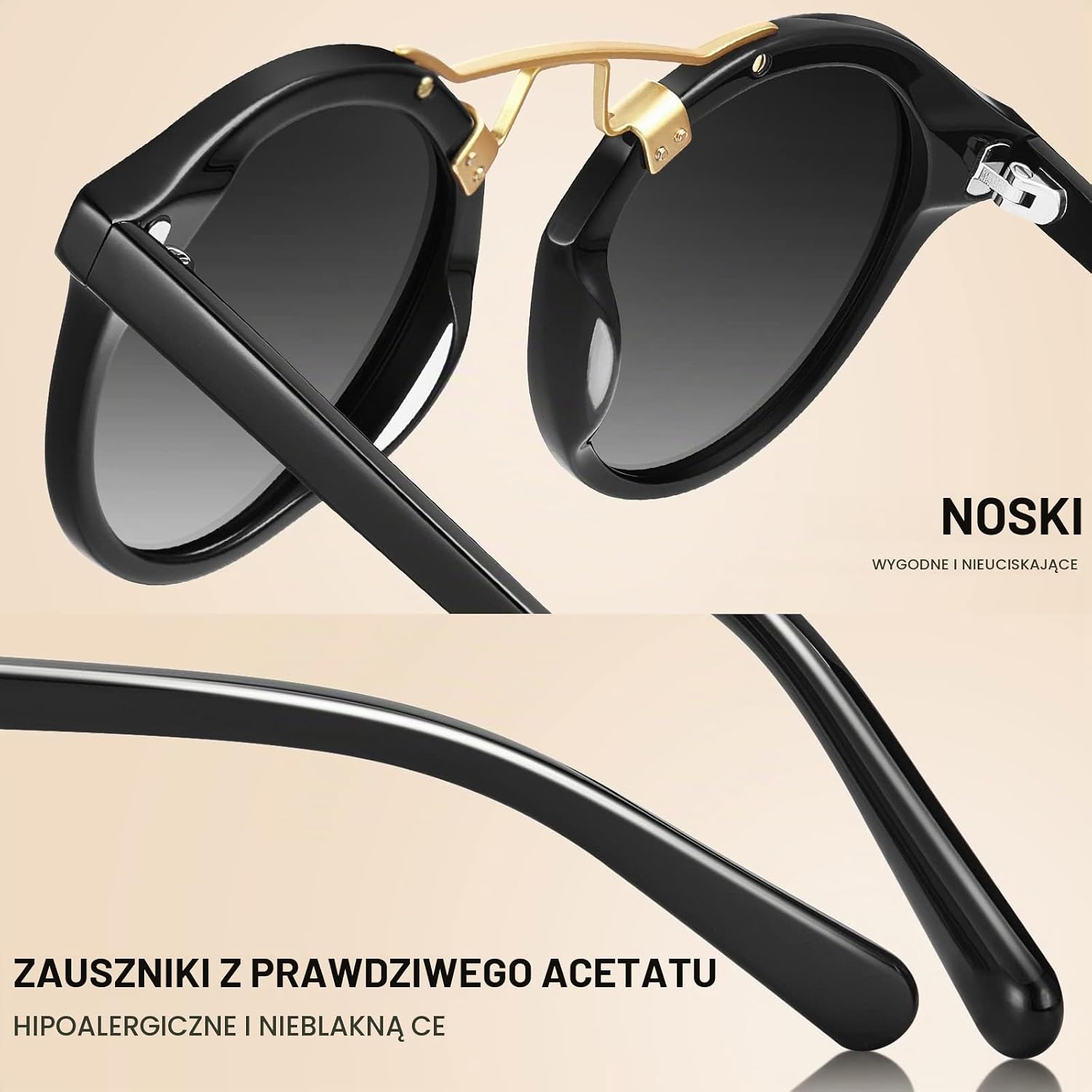 Detalle 2 de CARFIA damskie okulary przeciwsłoneczne polaryzacyjne UV400 do wąskiej twarzy