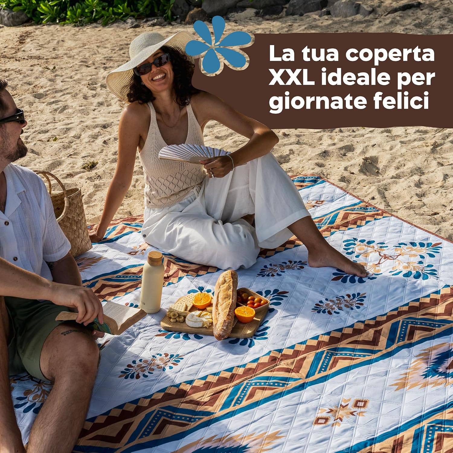 Detalle de Twinzee Coperta Pic Nic Impermeabile 200x200 cm (XXL) stuoia da campeggio, picnic e spiaggia