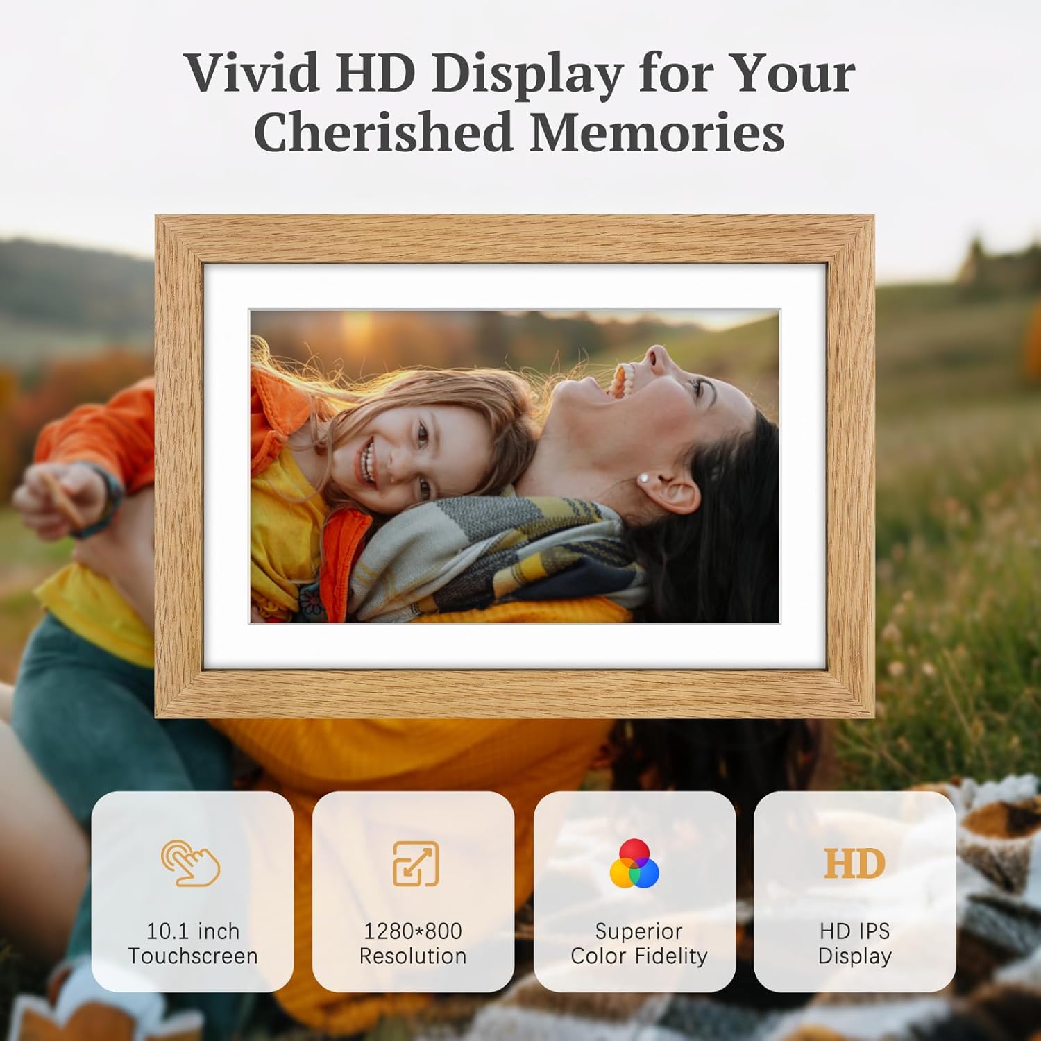 Thumbnail 5 de Frameo 10.1in Digital Photo Frame with Oak Wood Frame